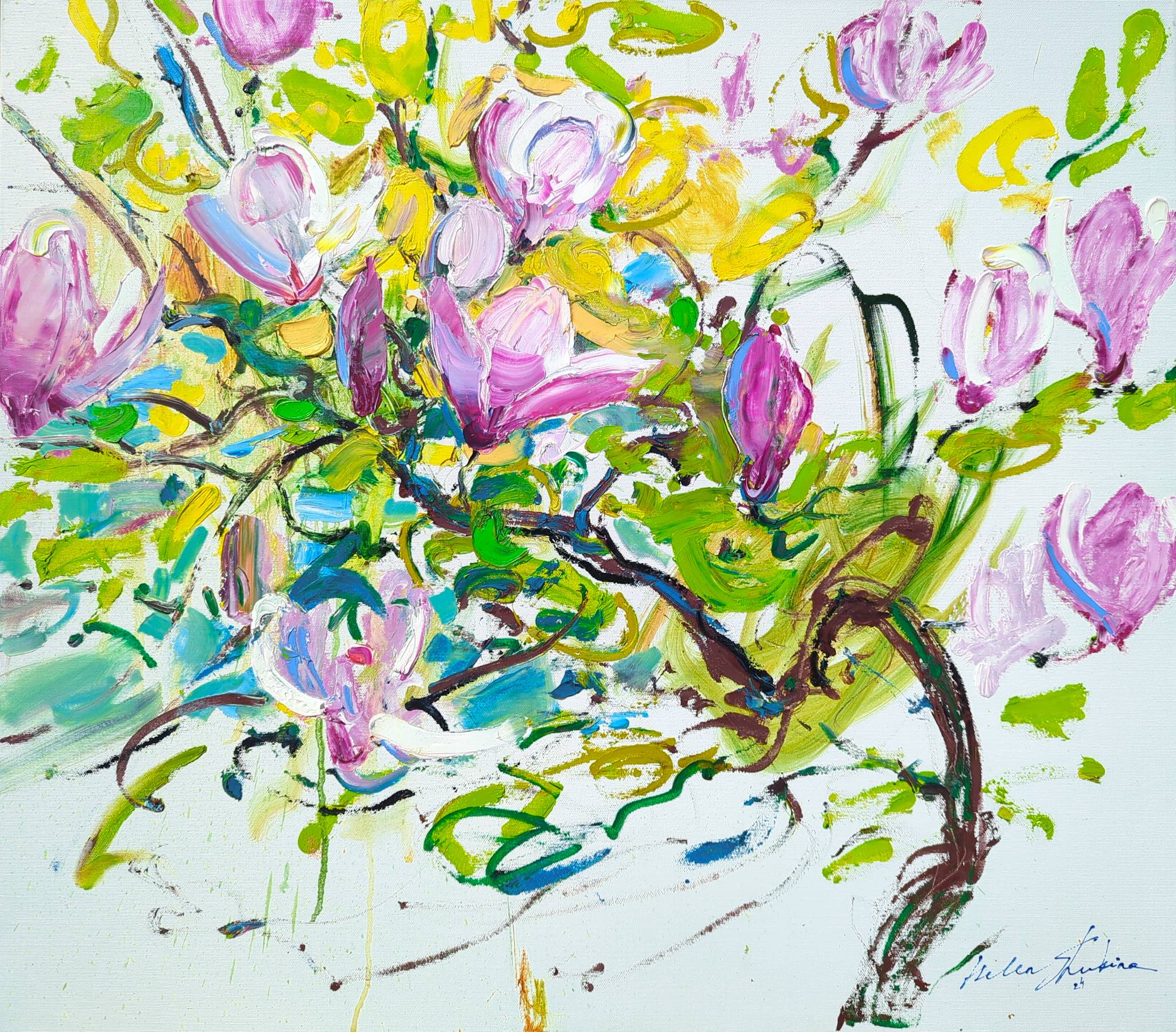 "Magnolia on white" Impressionistic Painting Helen Shukina - Subjektiv.art
