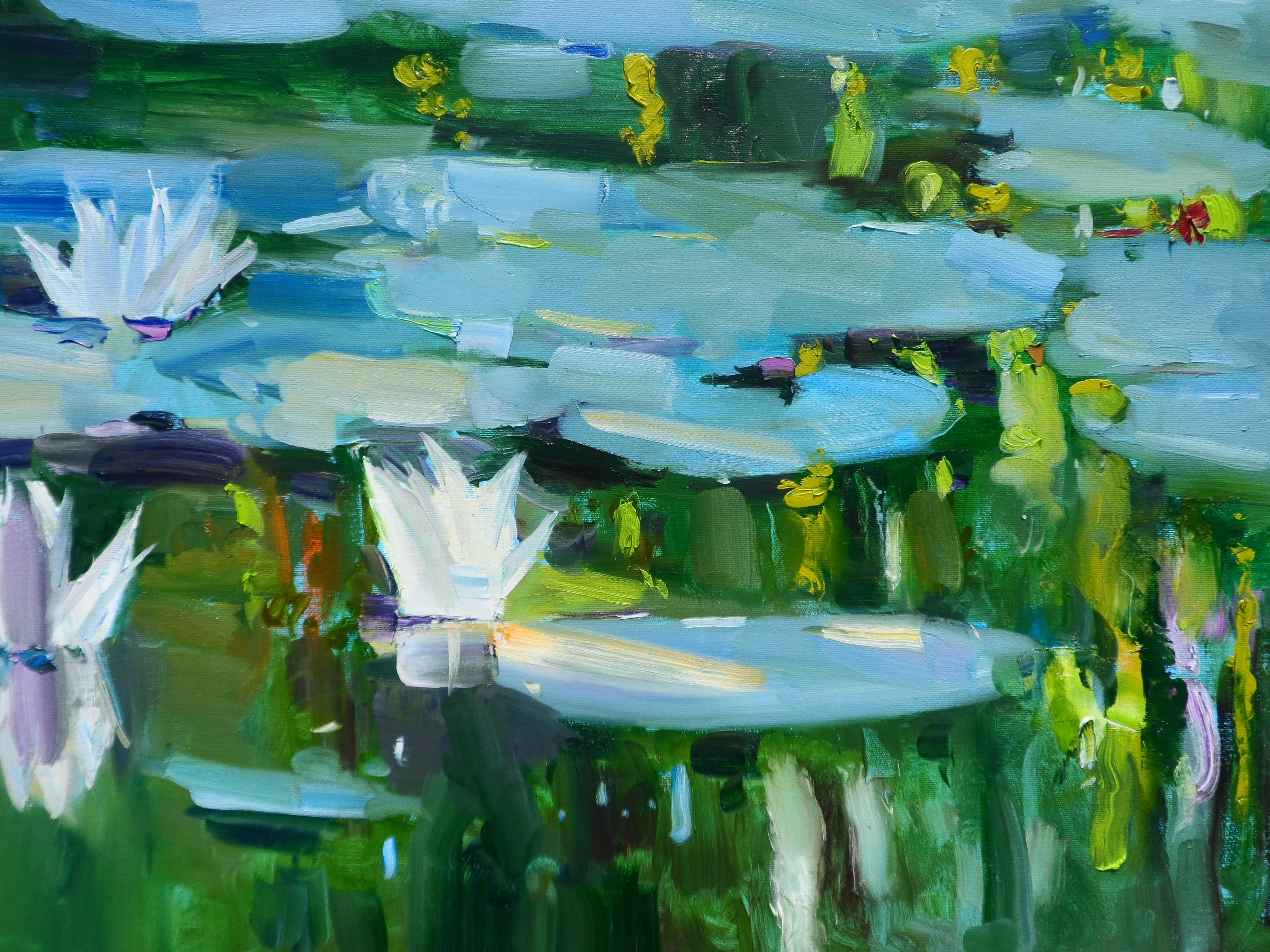"Water Lilies " Expressive and gestural Painting Yehor Dulin - Subjektiv.art