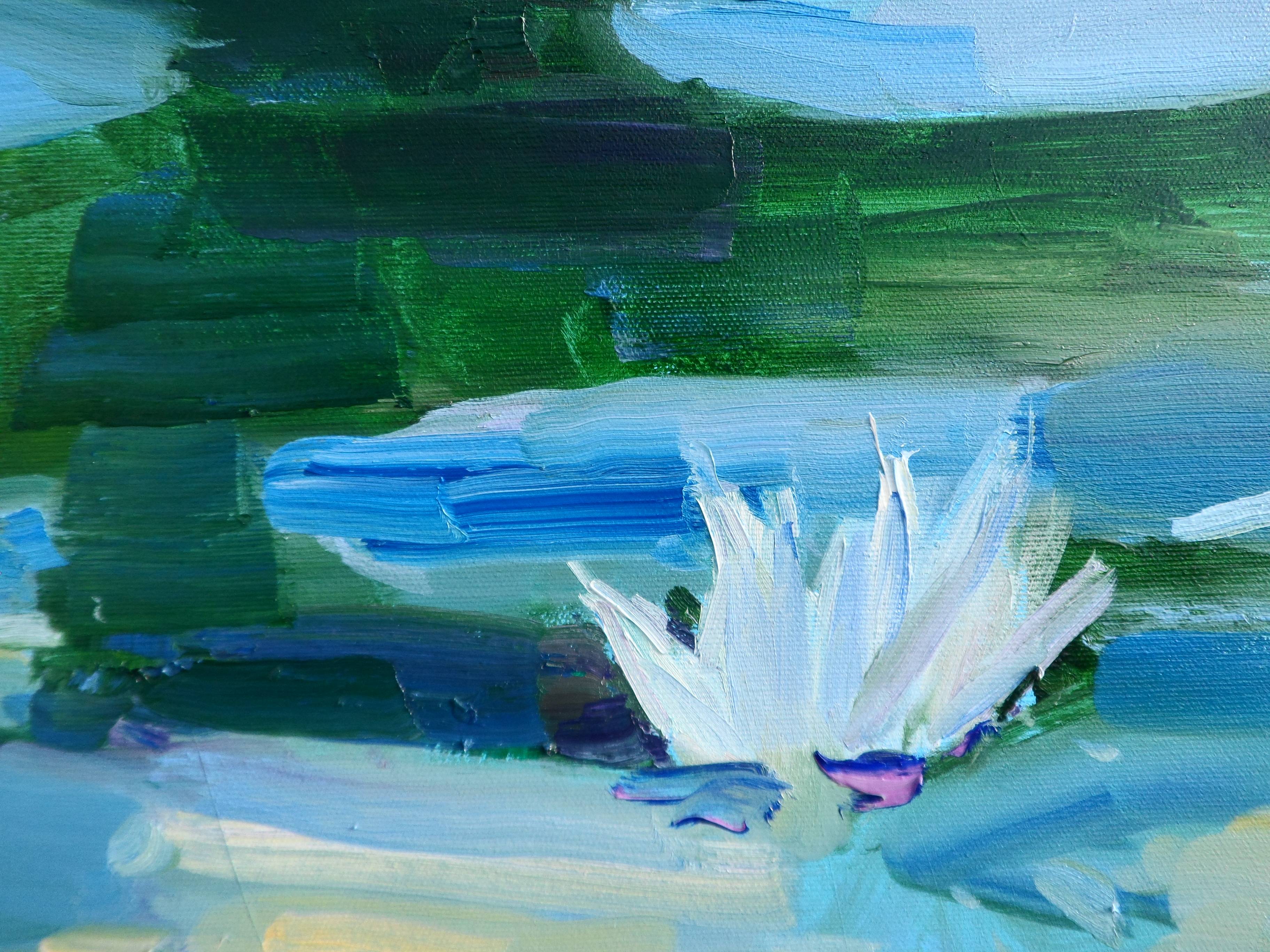 "Water Lilies " Expressive and gestural Painting Yehor Dulin - Subjektiv.art
