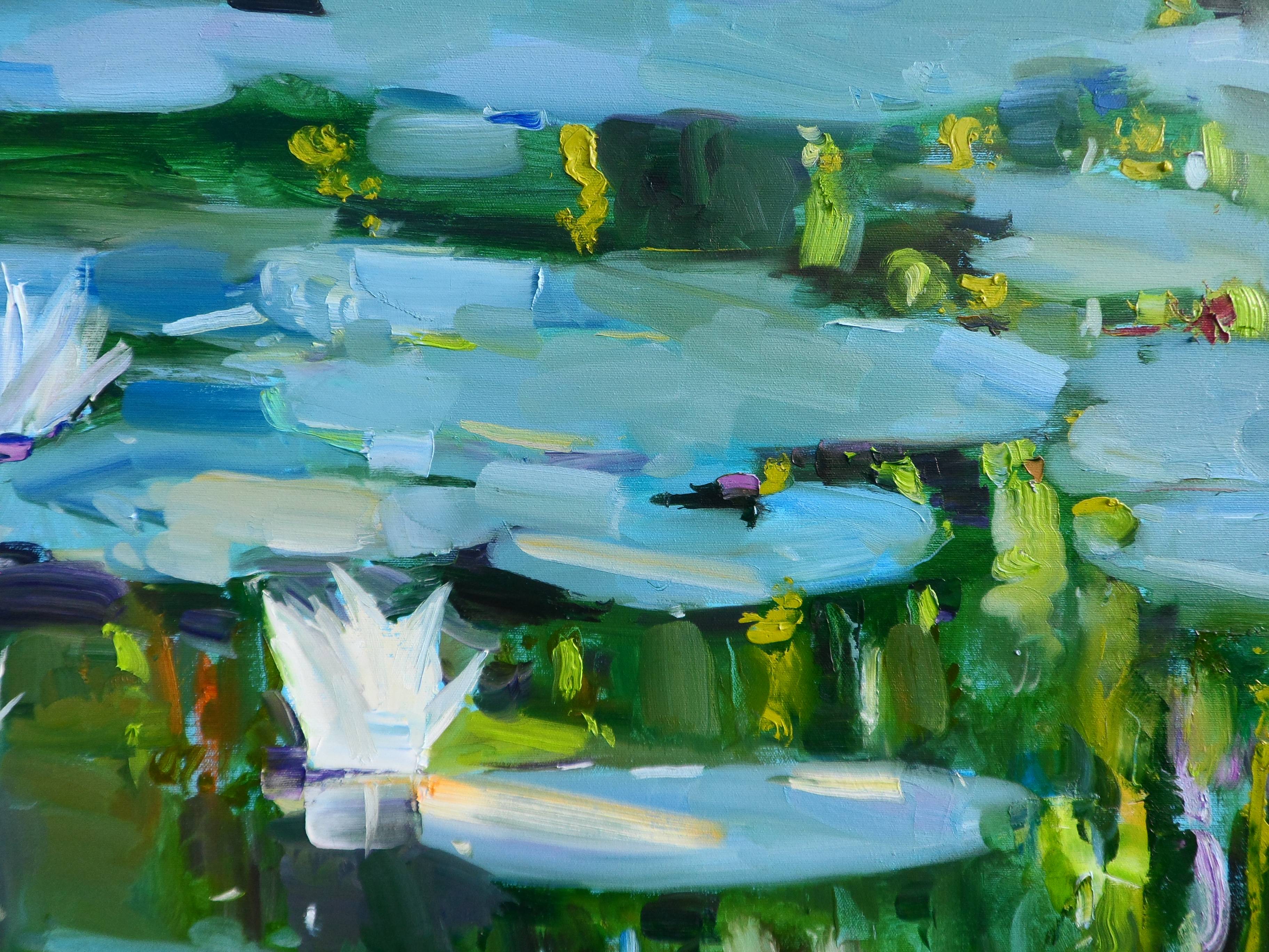 "Water Lilies " Expressive and gestural Painting Yehor Dulin - Subjektiv.art