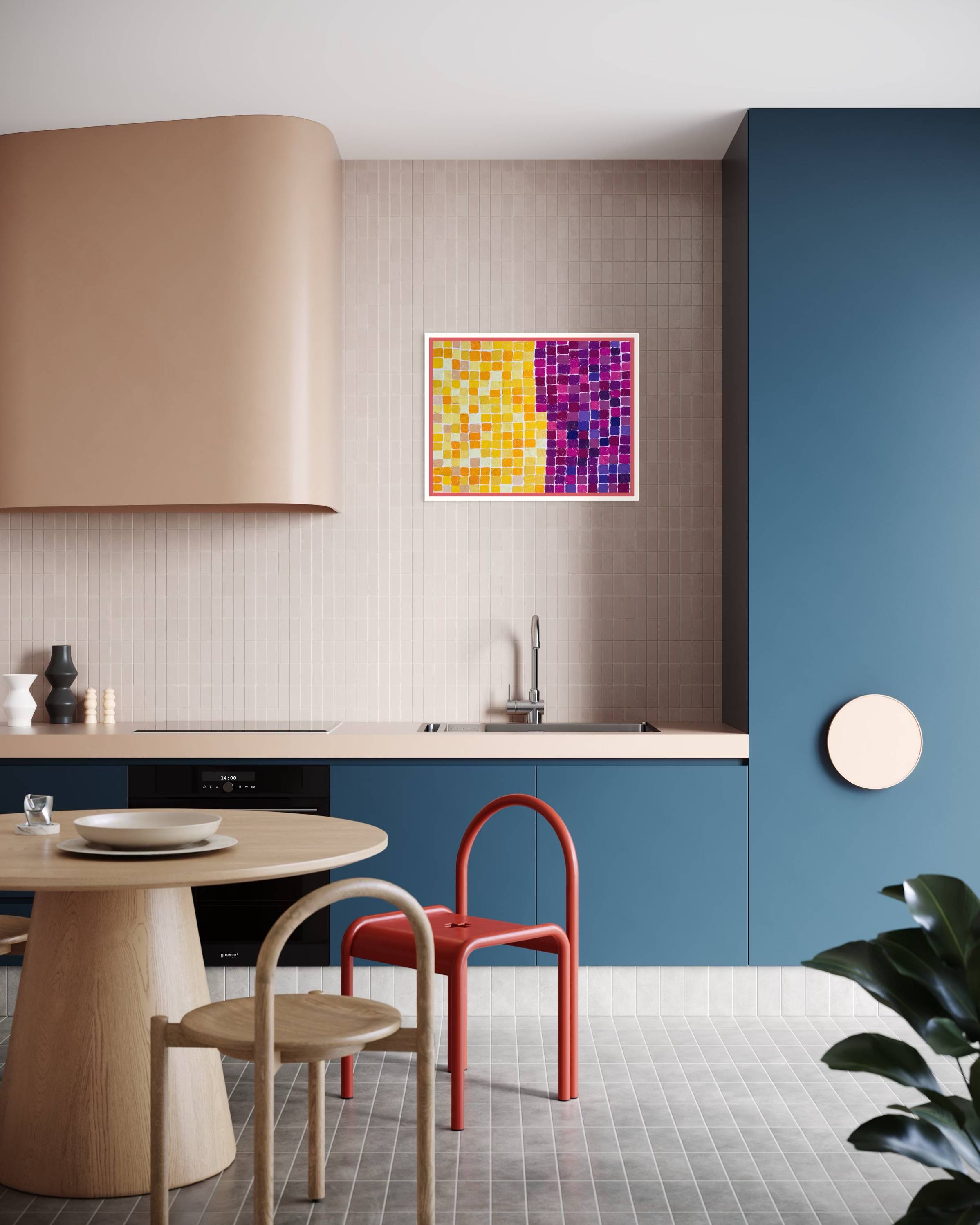 Yellow and purple tiles Abstract Drawing Daryna Shevchenko - Subjektiv.art