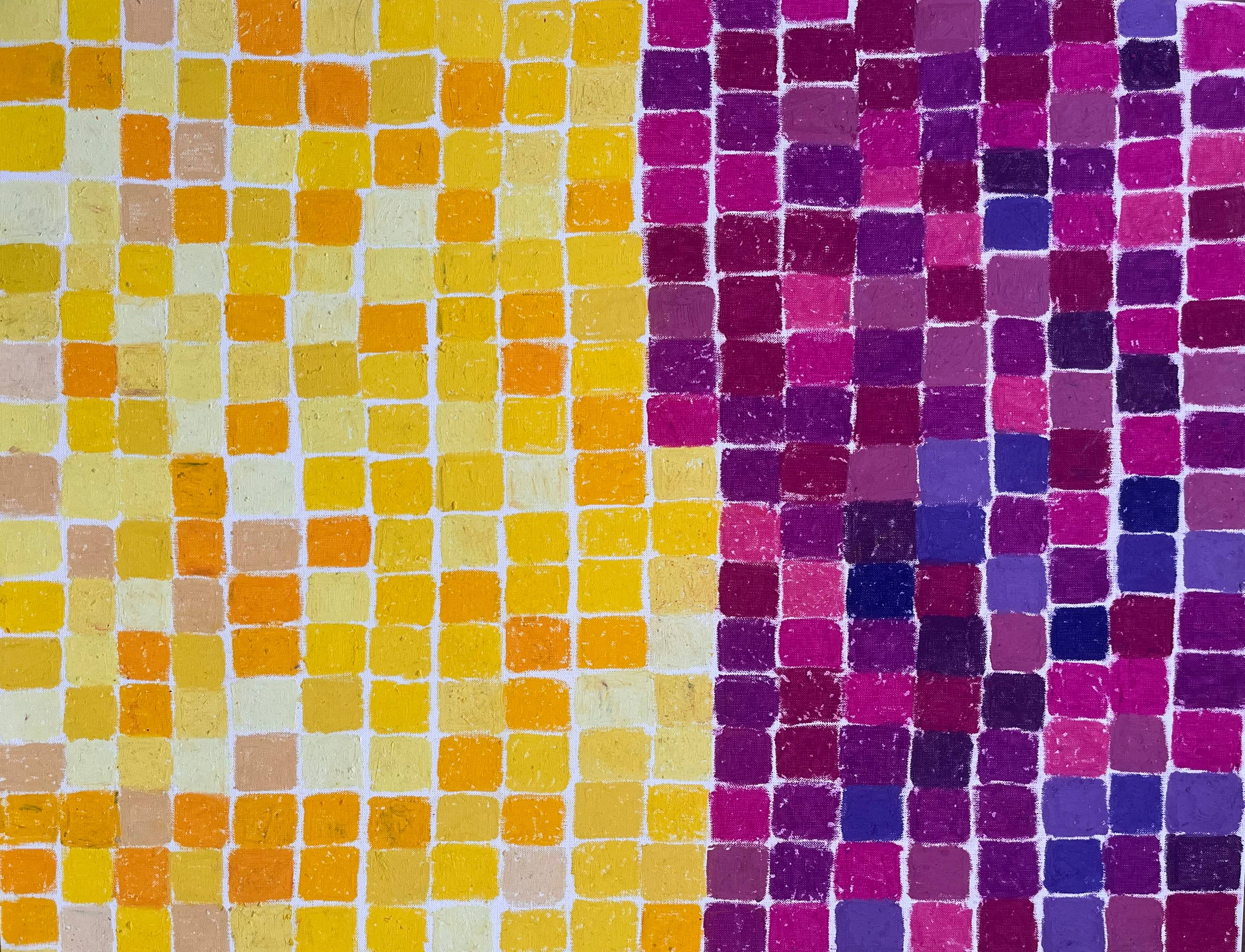 Yellow and purple tiles Abstract Drawing Daryna Shevchenko - Subjektiv.art