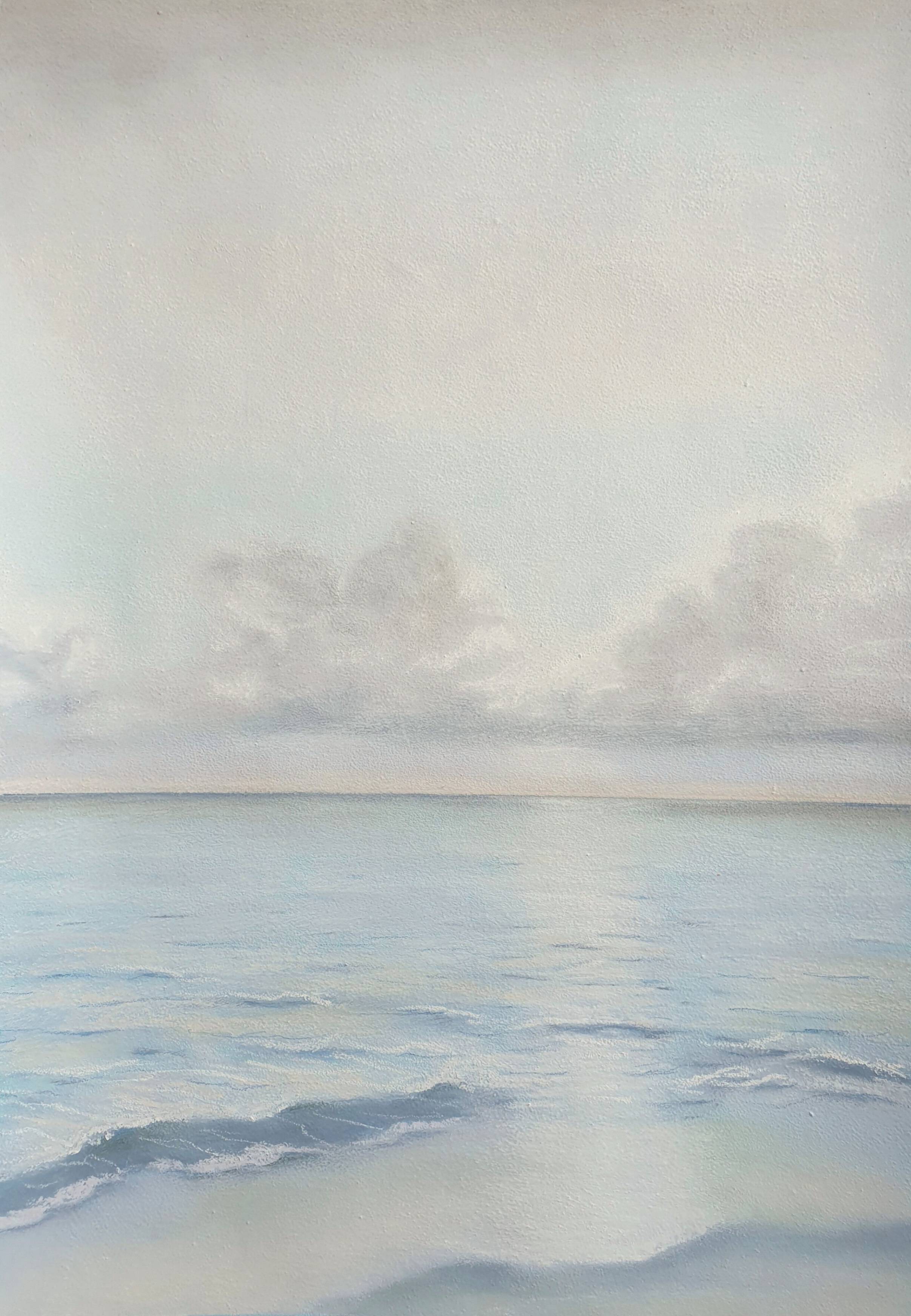QUIET PLACE. Serene ocean artwork. 40x59cm Fine Art Drawing Victoria Stefchyshyna - Subjektiv.art