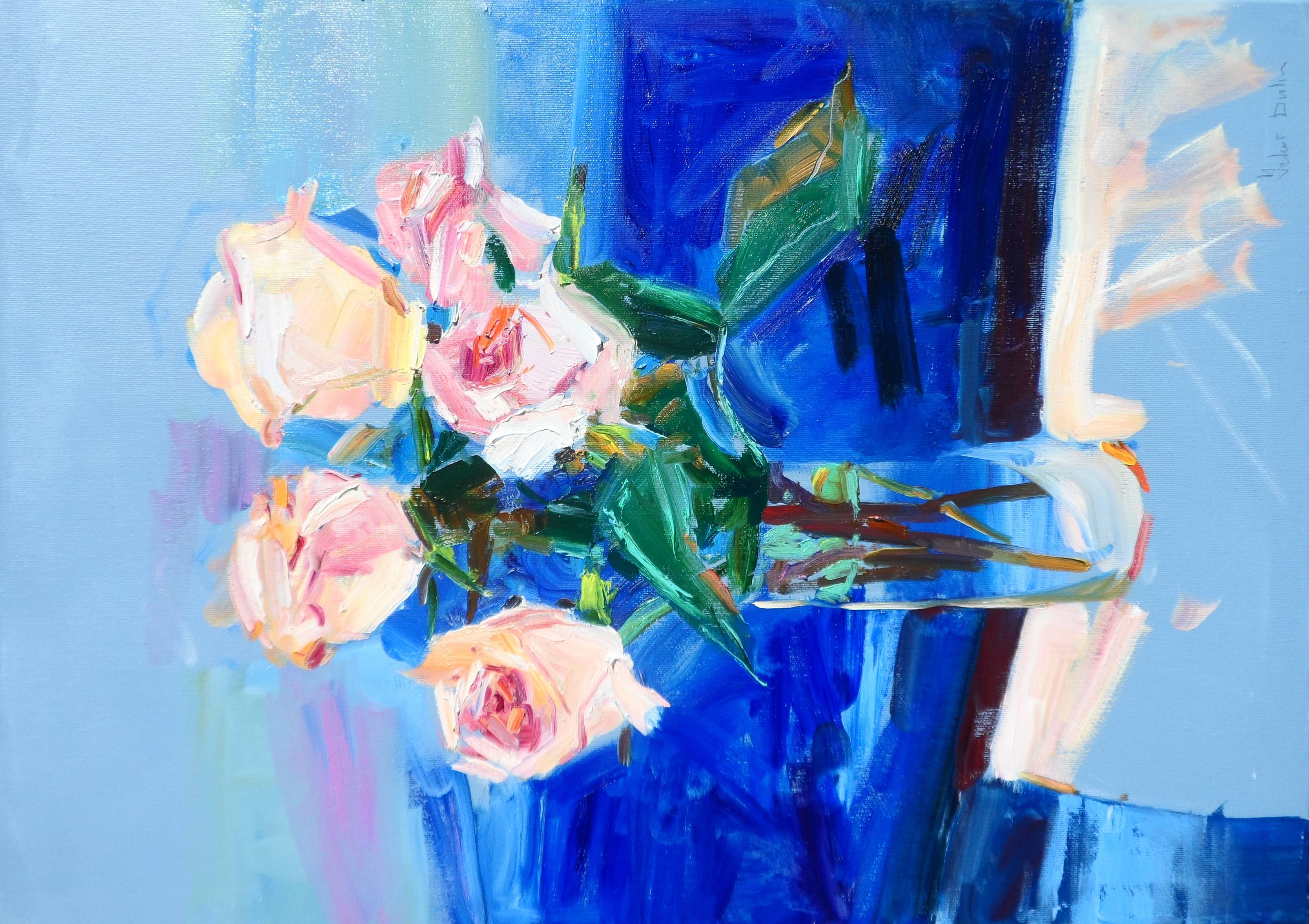 " Roses on the terrace" Impressionistic Painting Yehor Dulin - Subjektiv.art