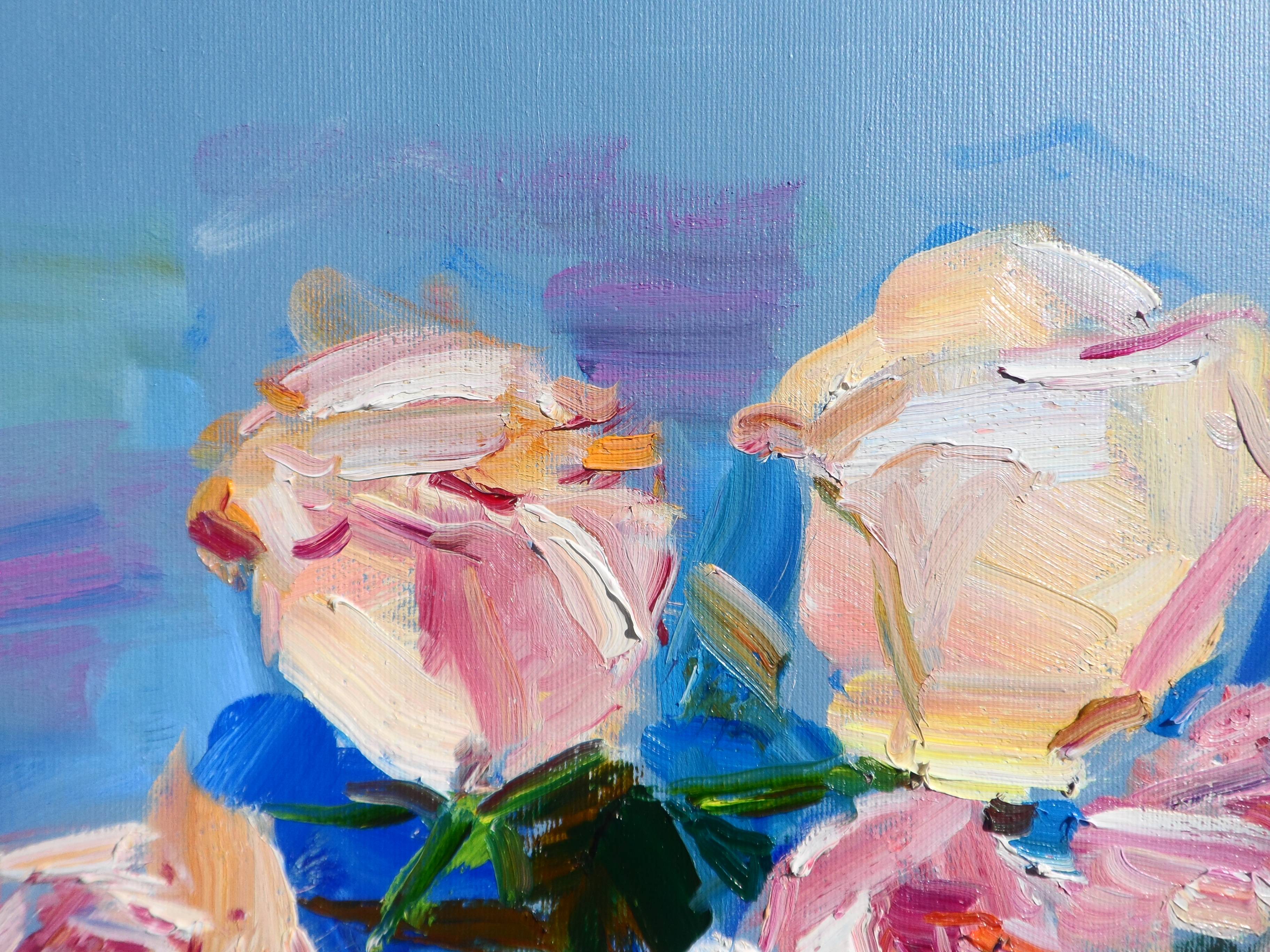 " Roses on the terrace" Impressionistic Painting Yehor Dulin - Subjektiv.art
