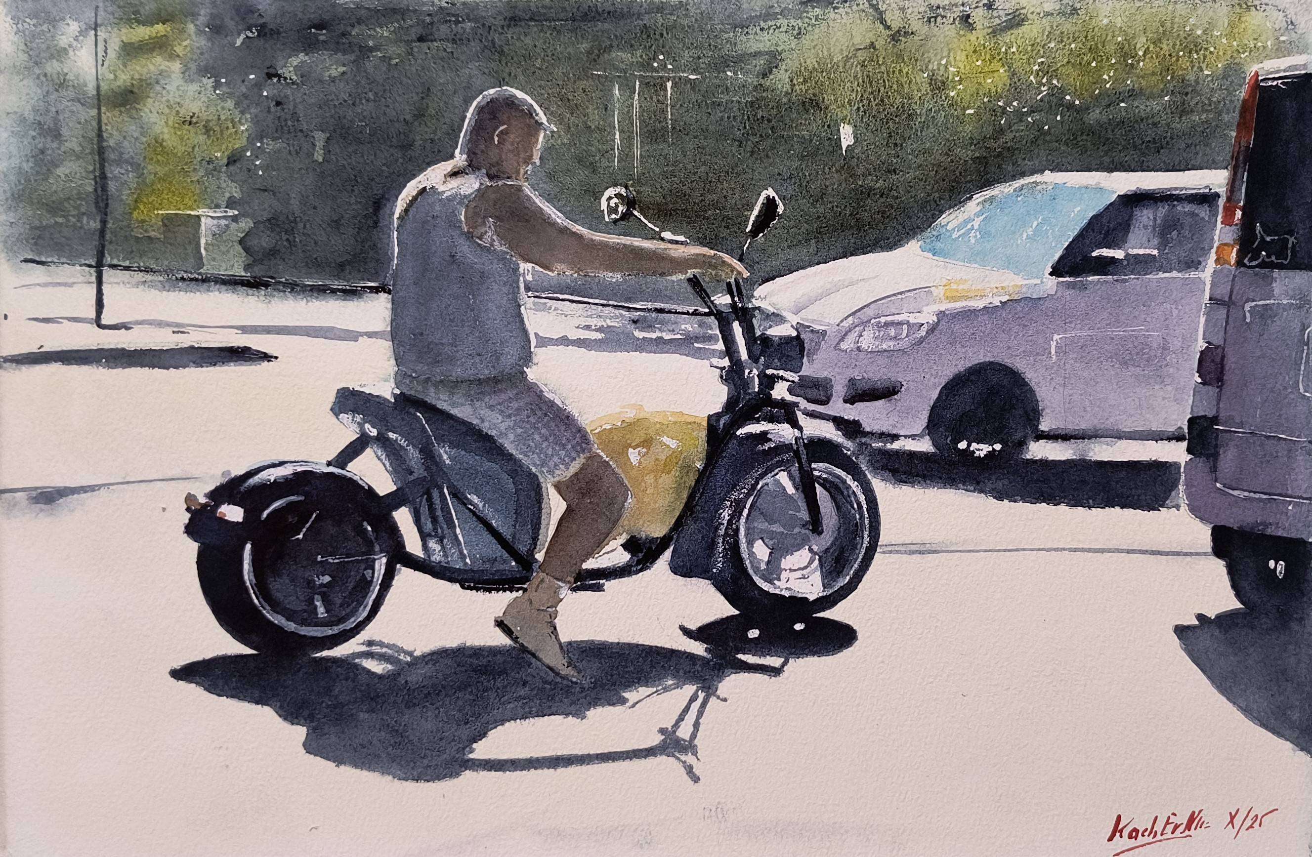 People and shadows Impressionistic Painting Eugene Kachan - Subjektiv.art