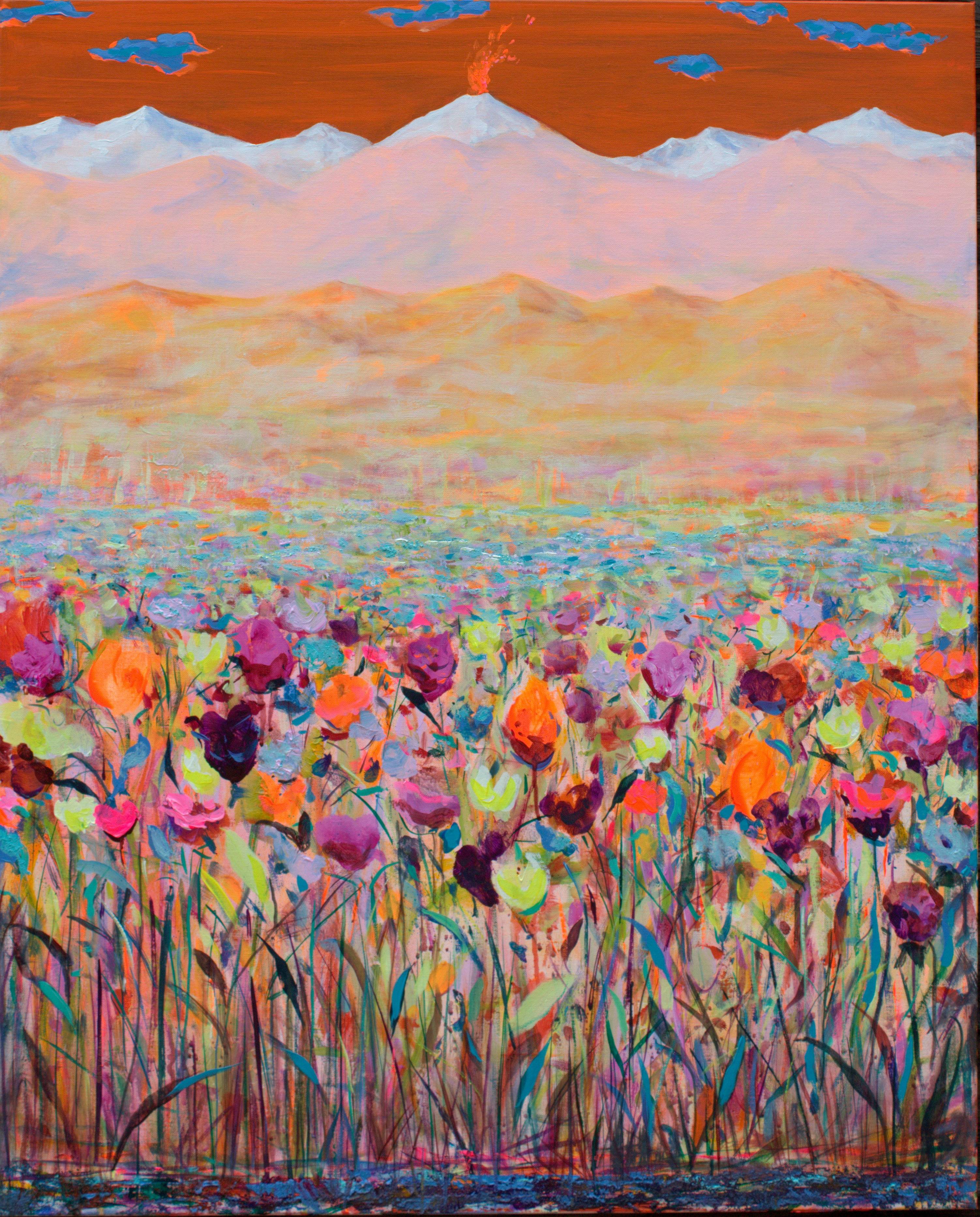 Au dessus des neiges coiffant les sommets, quelques nuages désuets jouaient naïvement à la mouche aveugle. Un jeune volcan au loin montrait que sa mère vivait bien encore; un vent chaud gonflait les robes des filles et laissait flotter leurs mains légères. - Subjektiv.art