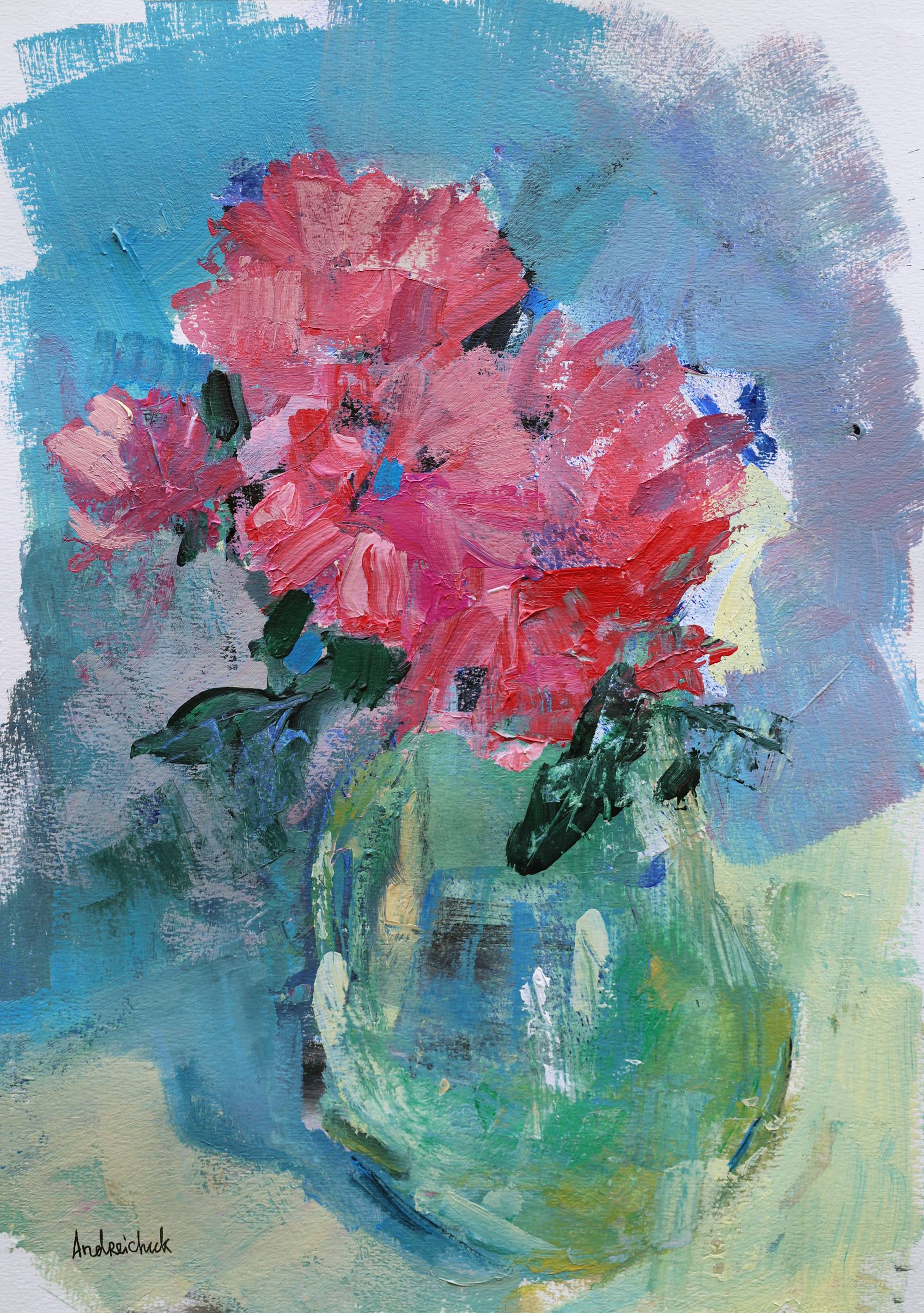 Pink Roses Impressionistic Painting Artem Andreichuk - Subjektiv.art