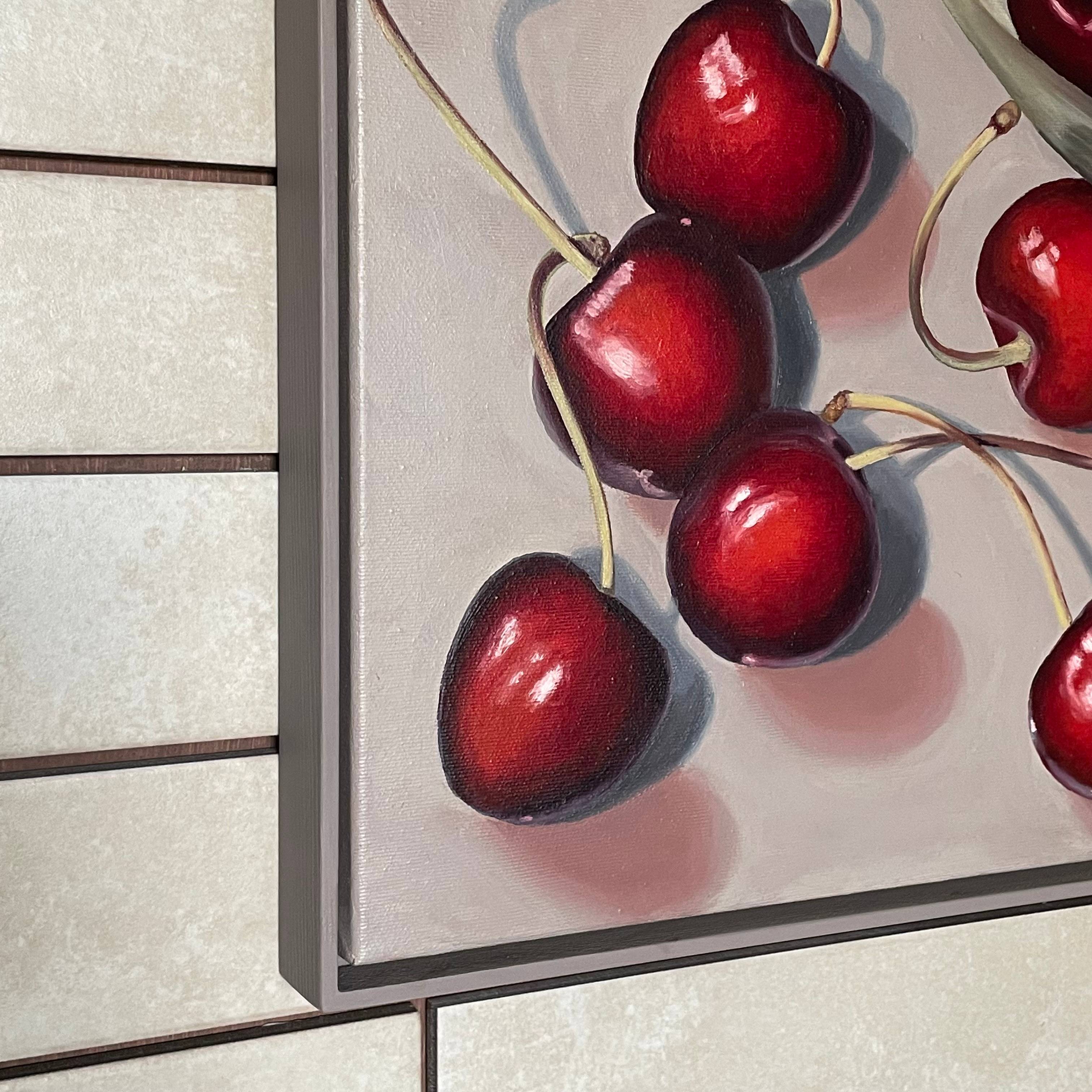 Cherries Photorealistic Painting Svitlana  Bruiatska - Subjektiv.art