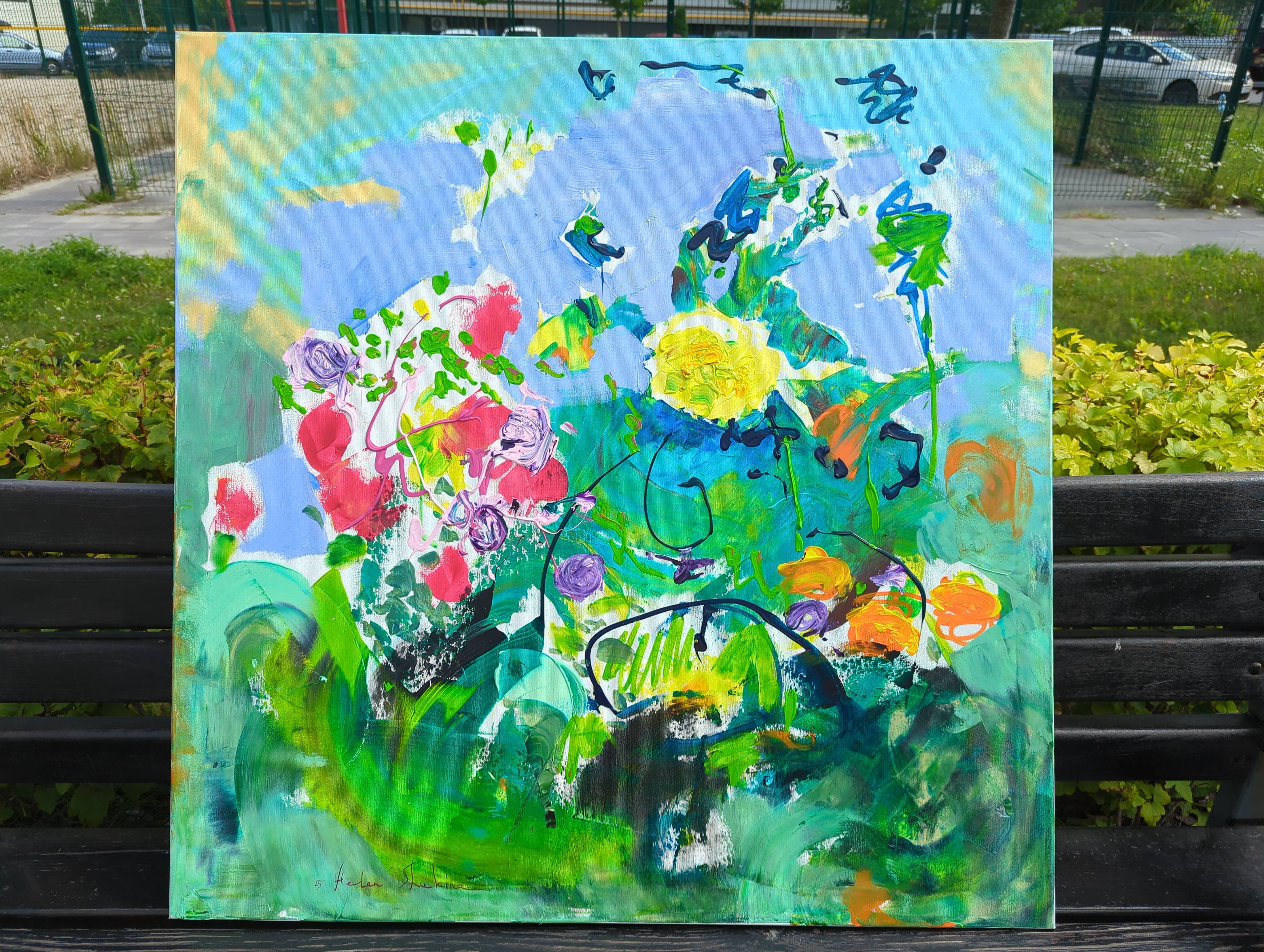 "Dahlias" Expressive and gestural Painting Helen Shukina - Subjektiv.art