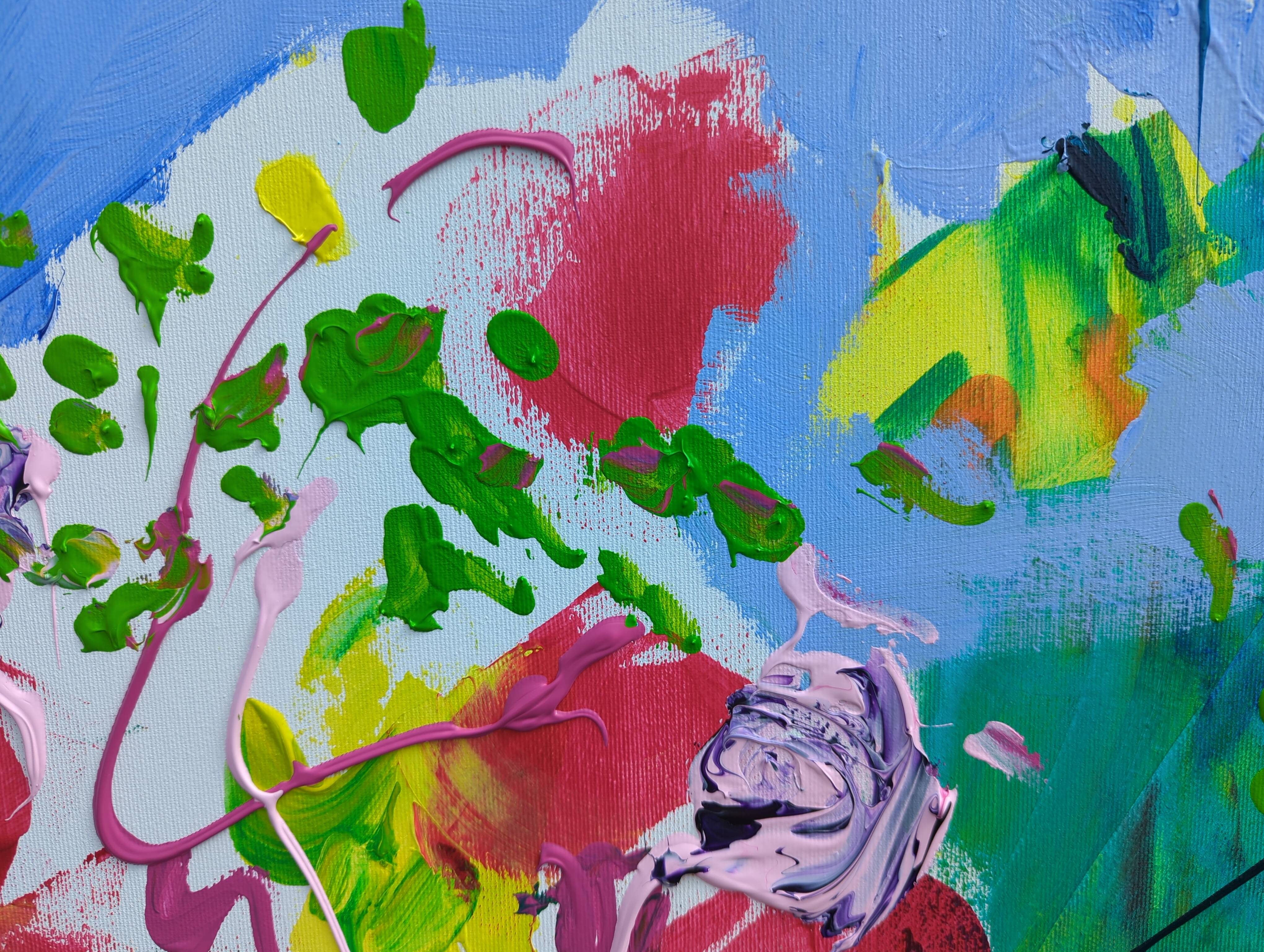 "Dahlias" Expressive and gestural Painting Helen Shukina - Subjektiv.art