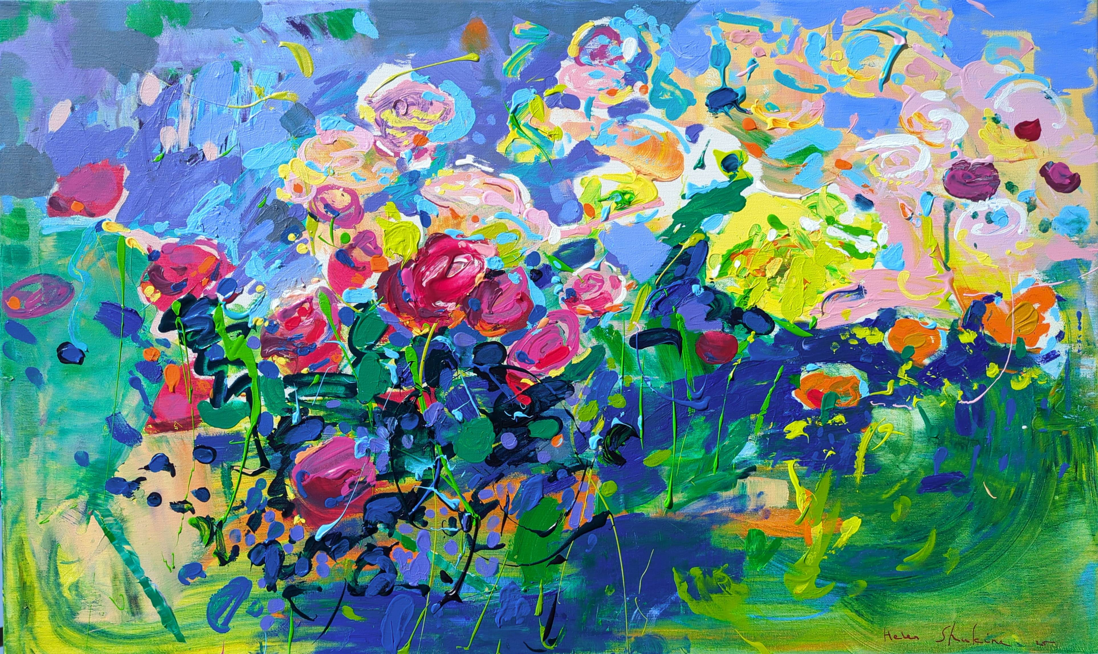 "In The Heart of the Garden" Expressive and gestural Painting Helen Shukina - Subjektiv.art
