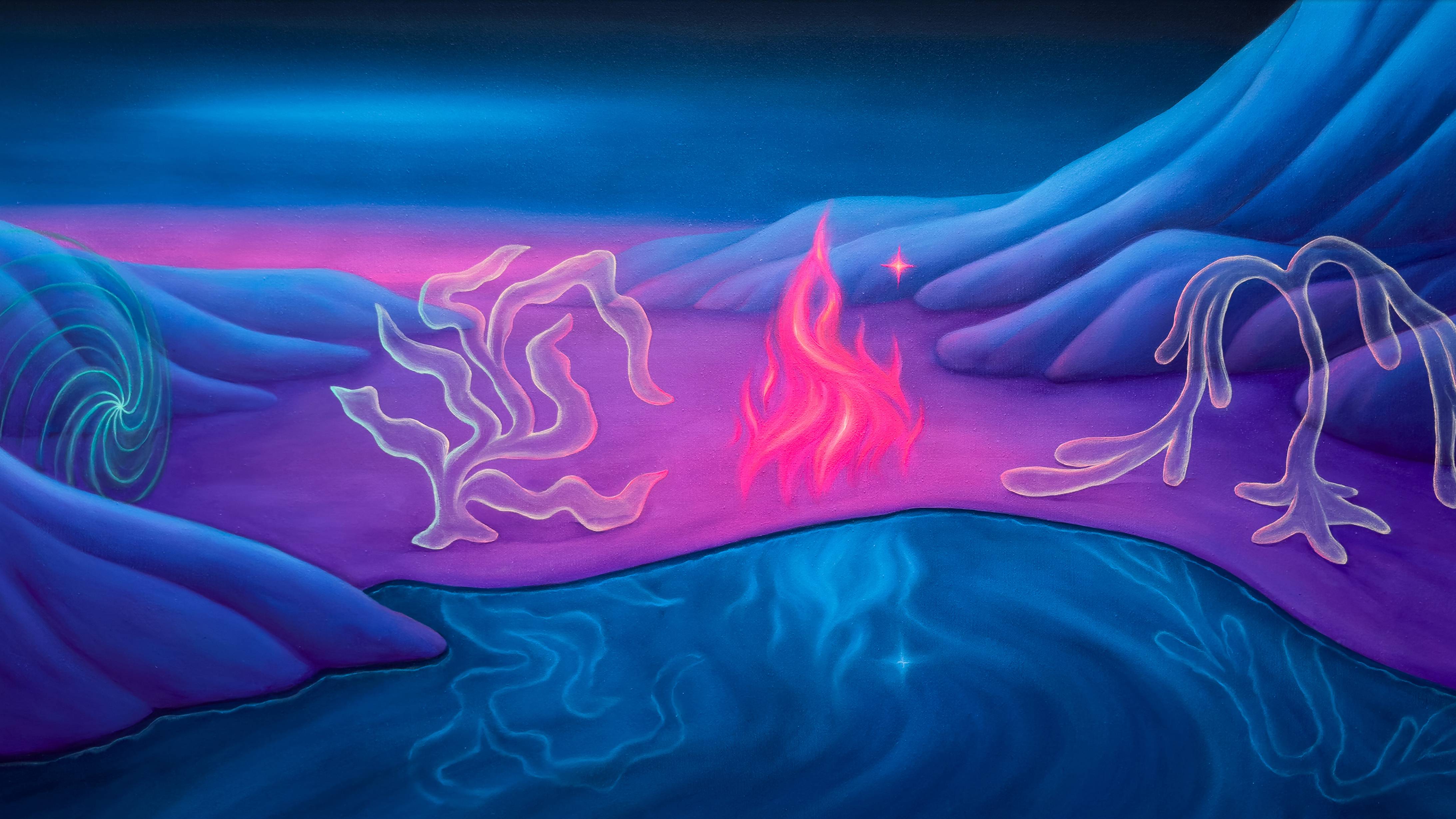 Astral fire Surrealistic Painting Ket White - Subjektiv.art