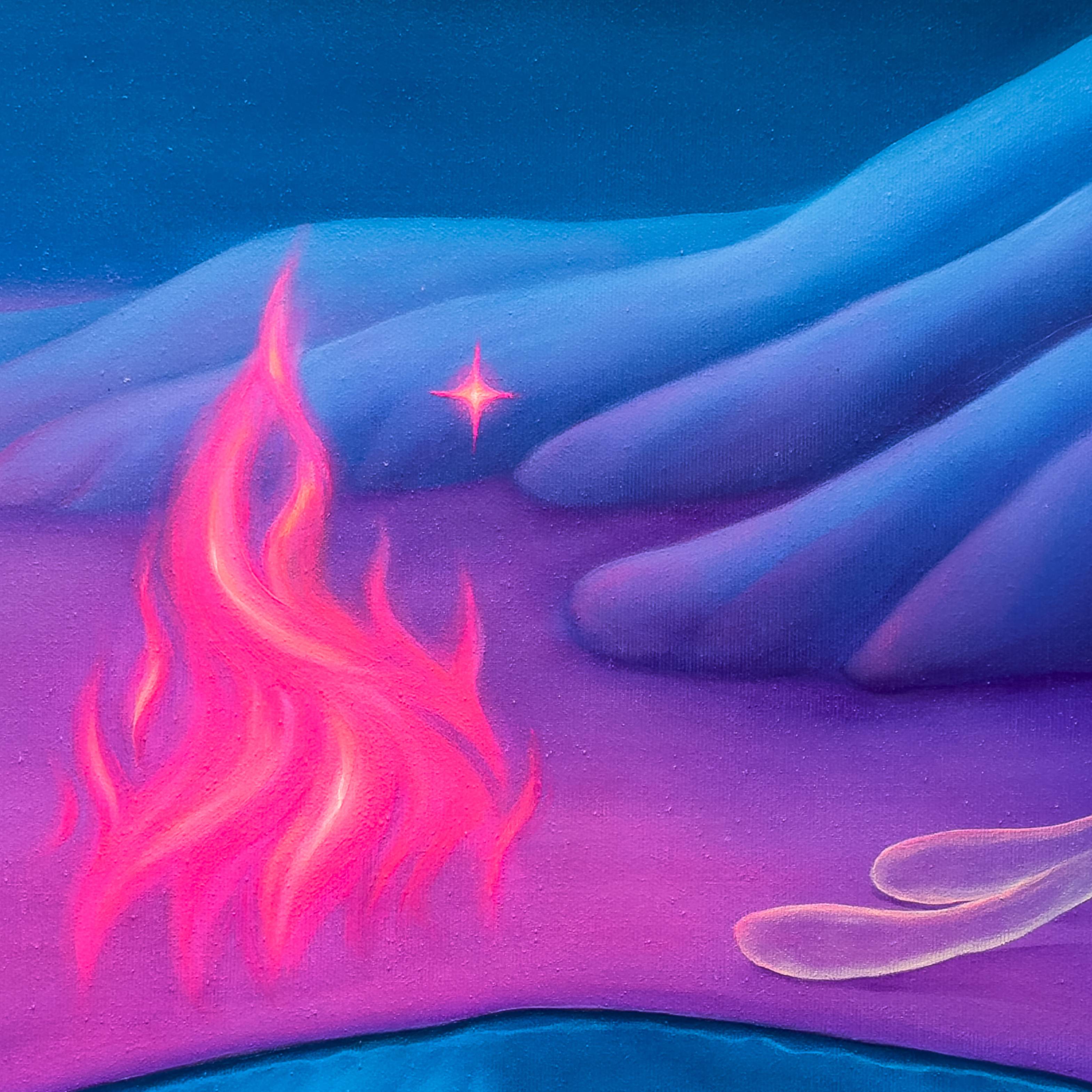 Astral fire Surrealistic Painting Ket White - Subjektiv.art