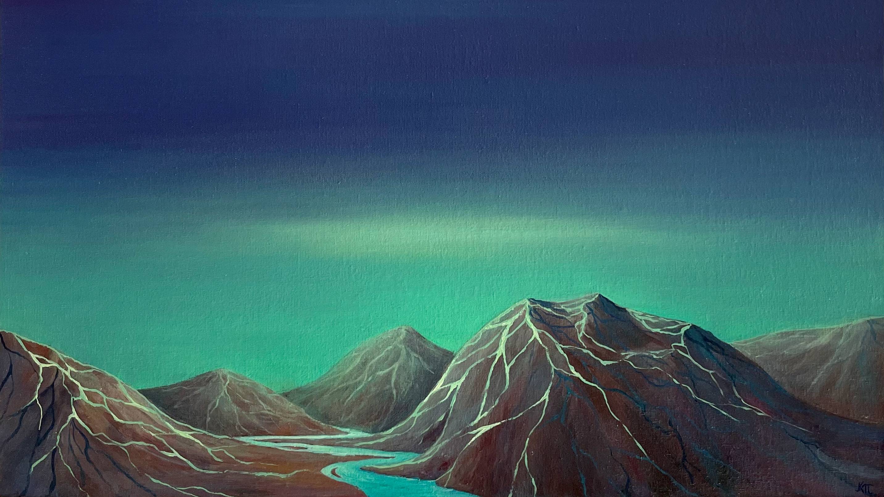 Green skies Surrealistic Painting Ket White - Subjektiv.art