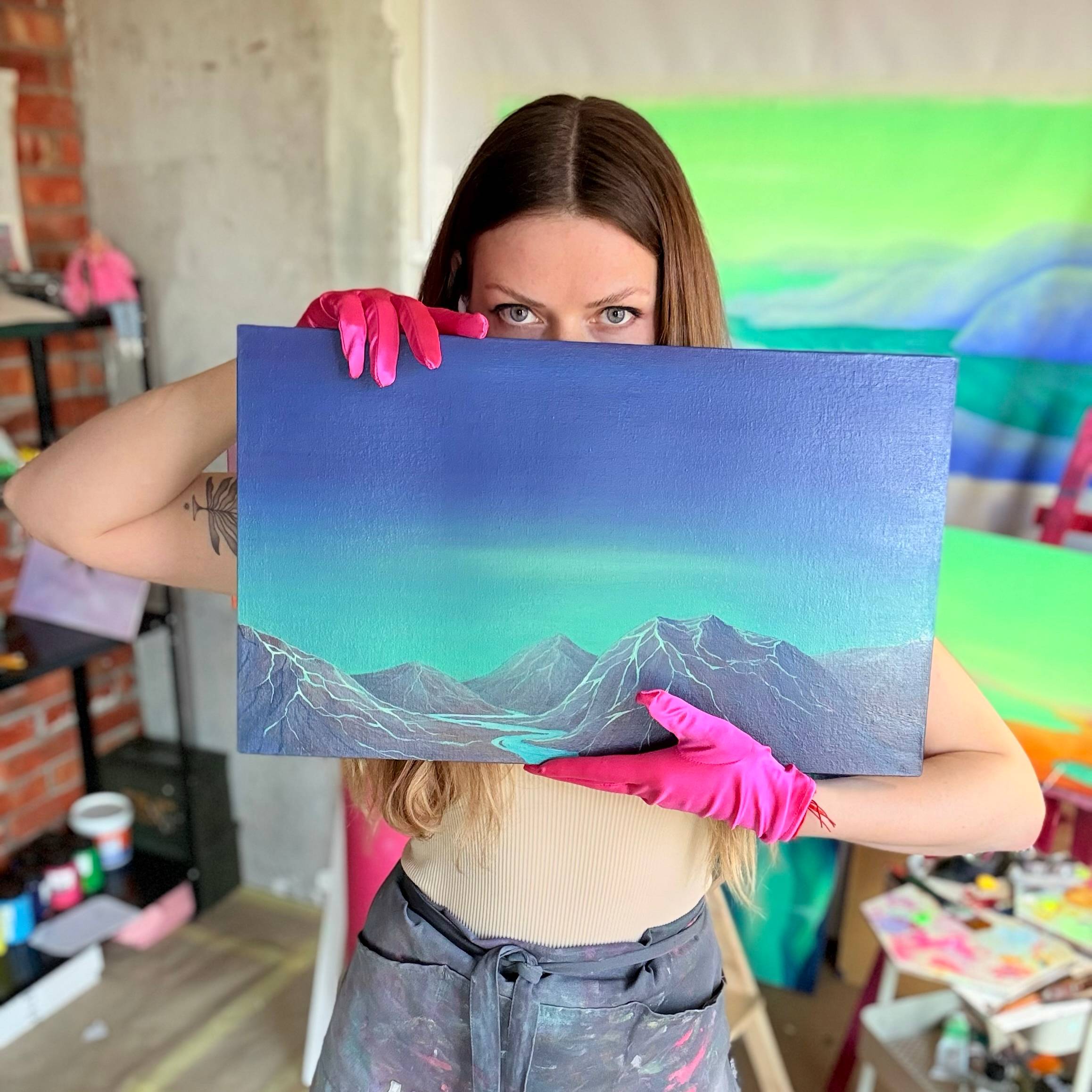 Green skies Surrealistic Painting Ket White - Subjektiv.art