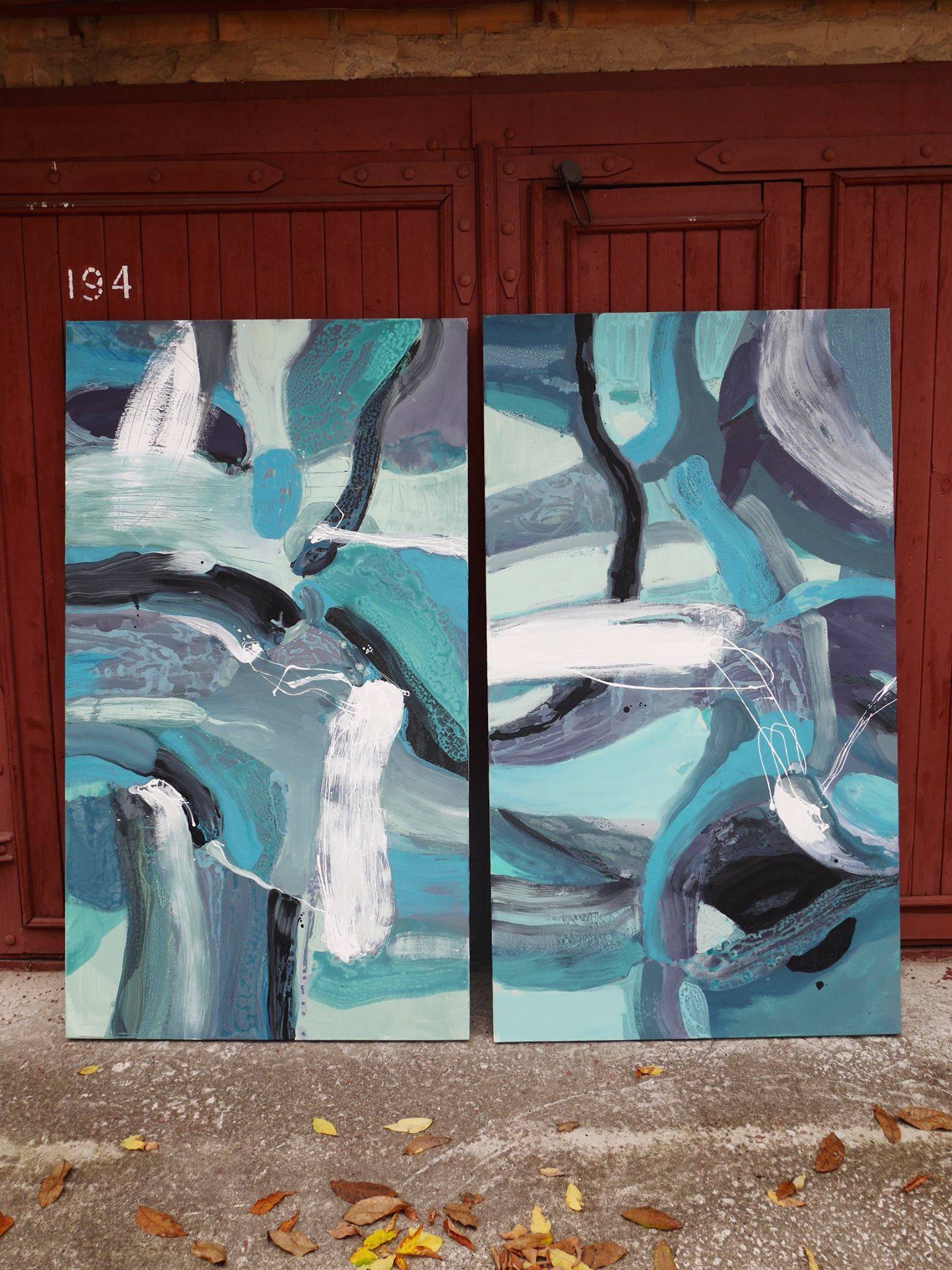 Teal 1 Abstract Painting Alena Kuznetsova - Subjektiv.art