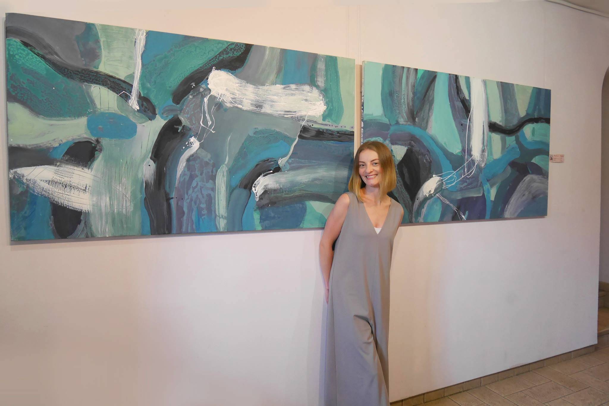 Teal 1 Abstract Painting Alena Kuznetsova - Subjektiv.art