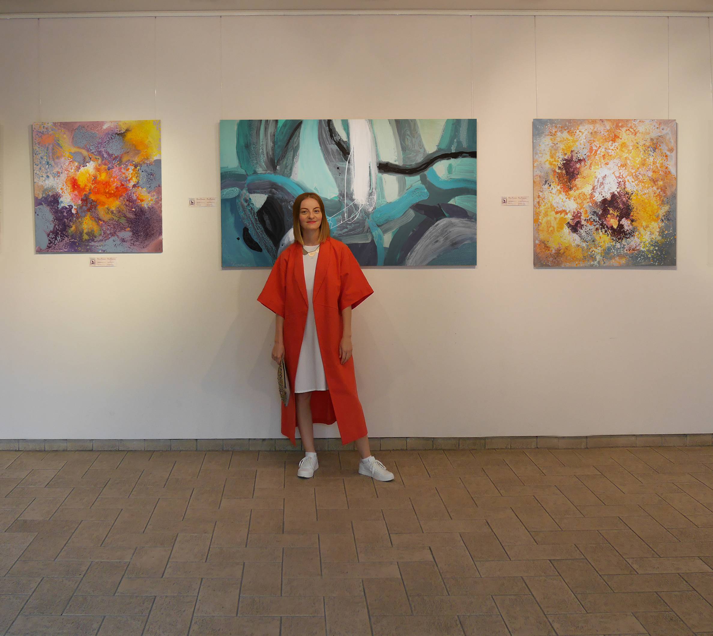 Teal 1 Abstract Painting Alena Kuznetsova - Subjektiv.art