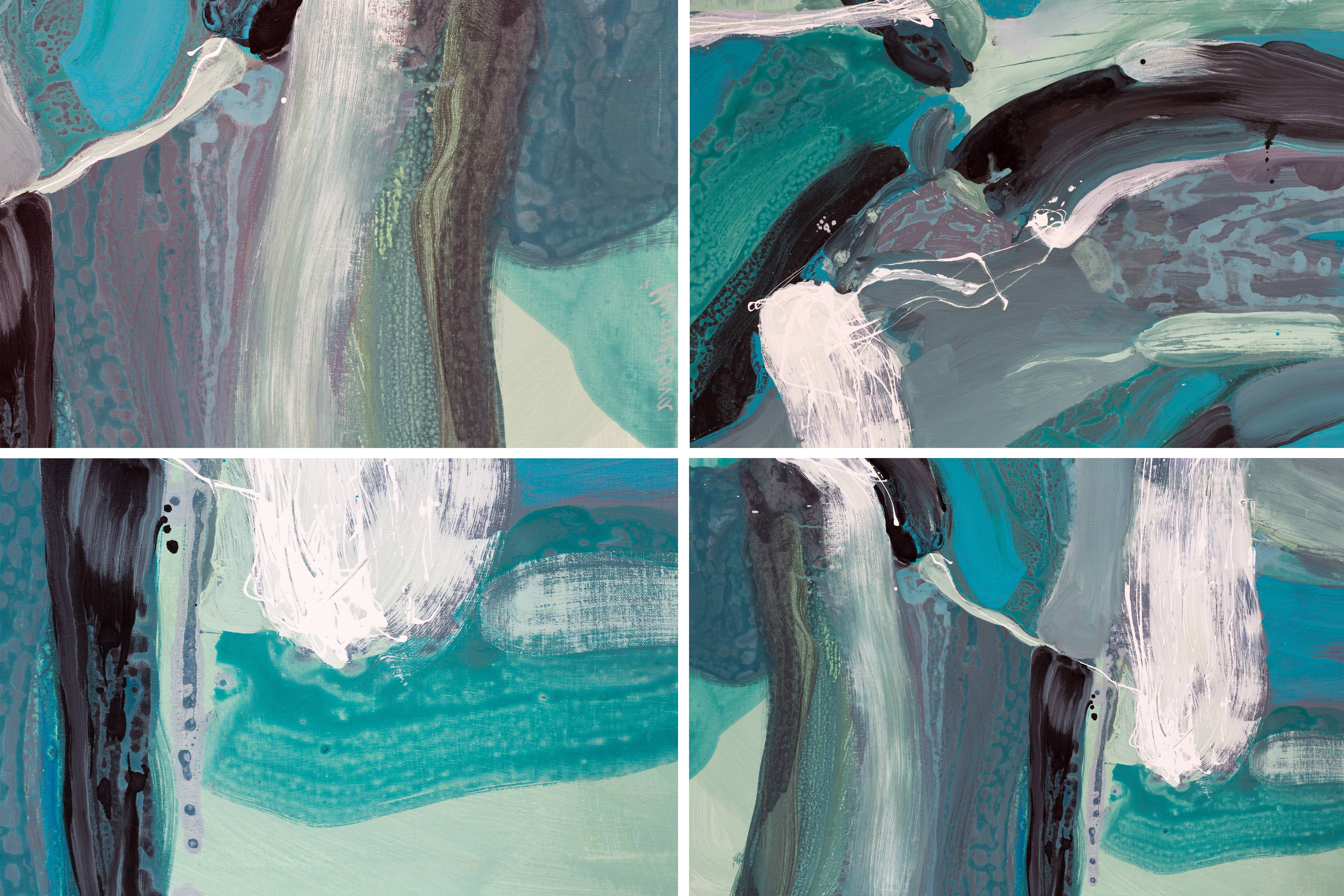 Teal 2 Abstract Painting Alena Kuznetsova - Subjektiv.art