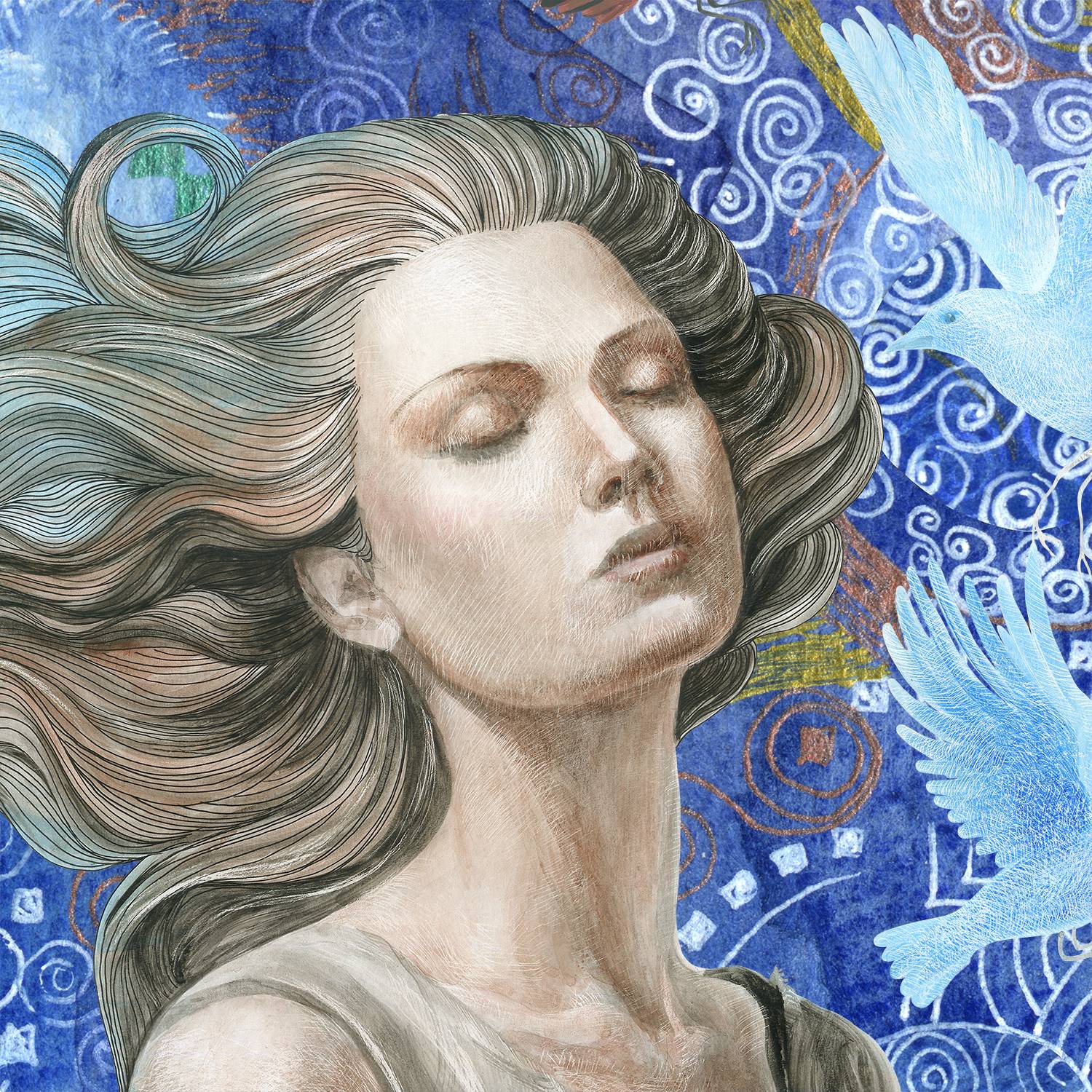 Search for liberation in endless flickering space Collage Mixed media Lana Korolievskaia - Subjektiv.art