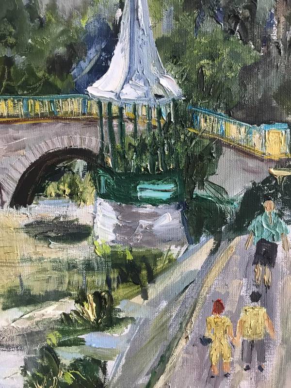 Footbridge in Khmelnyk, Ukraine Fine Art Painting Olga Kravchenko - Subjektiv.art