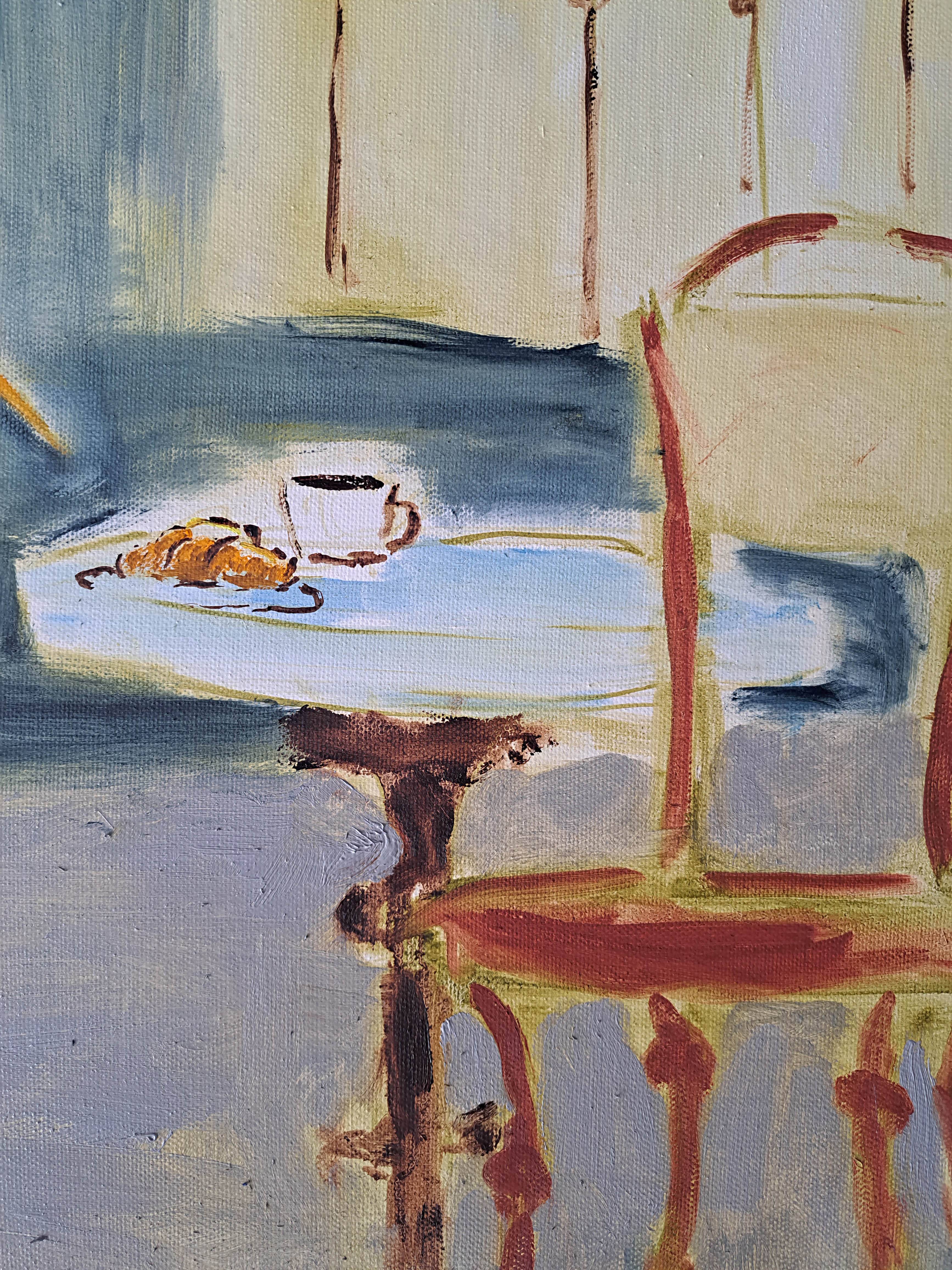 Heron and French breakfast Expressive and gestural Painting Oleksandr Topchyi - Subjektiv.art