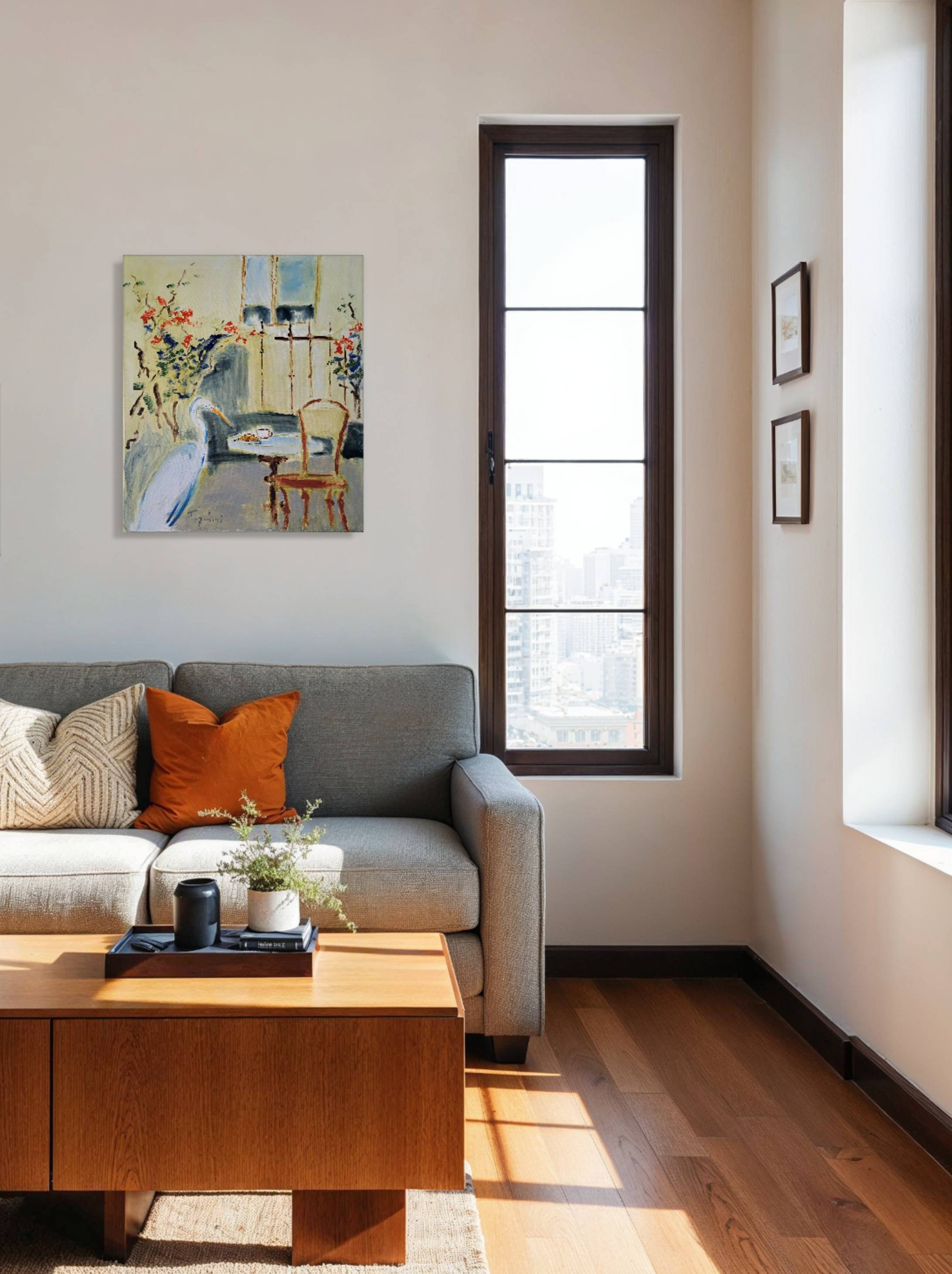 Heron and French breakfast Expressive and gestural Painting Oleksandr Topchyi - Subjektiv.art