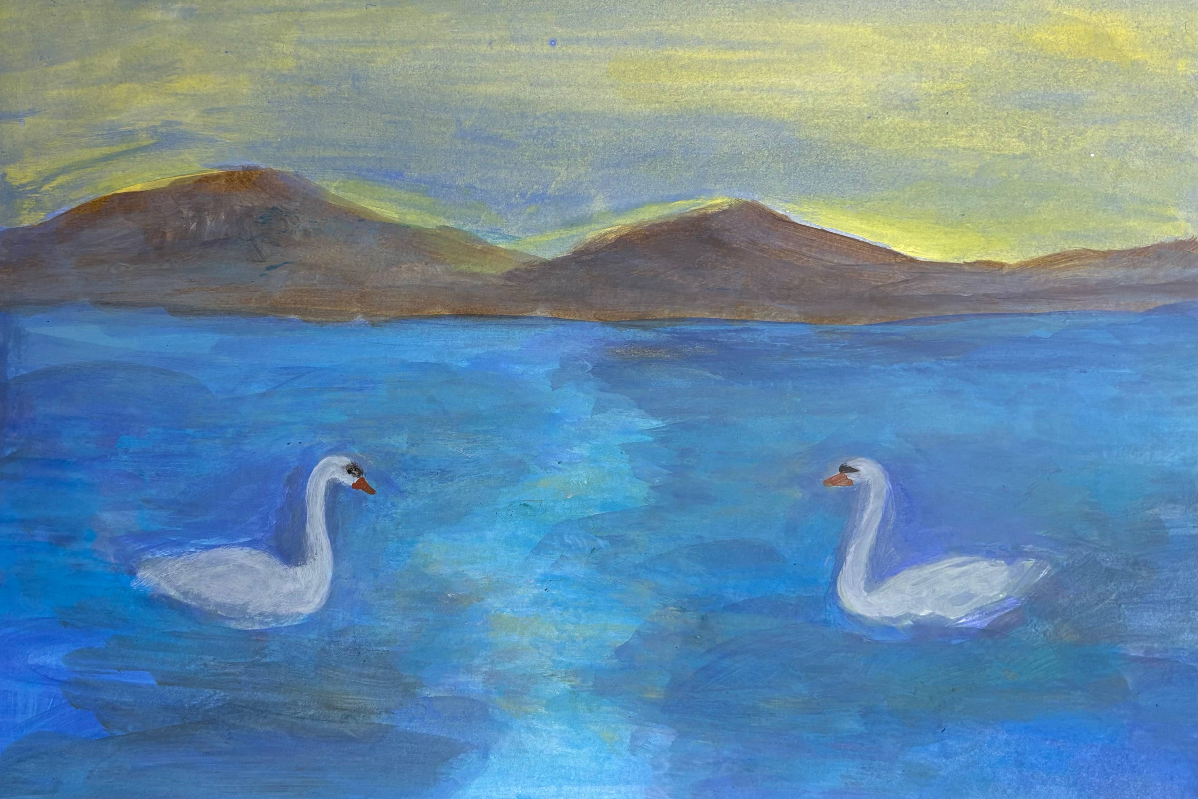 Paired beings Naive Painting Anastasiia Leliuk - Subjektiv.art