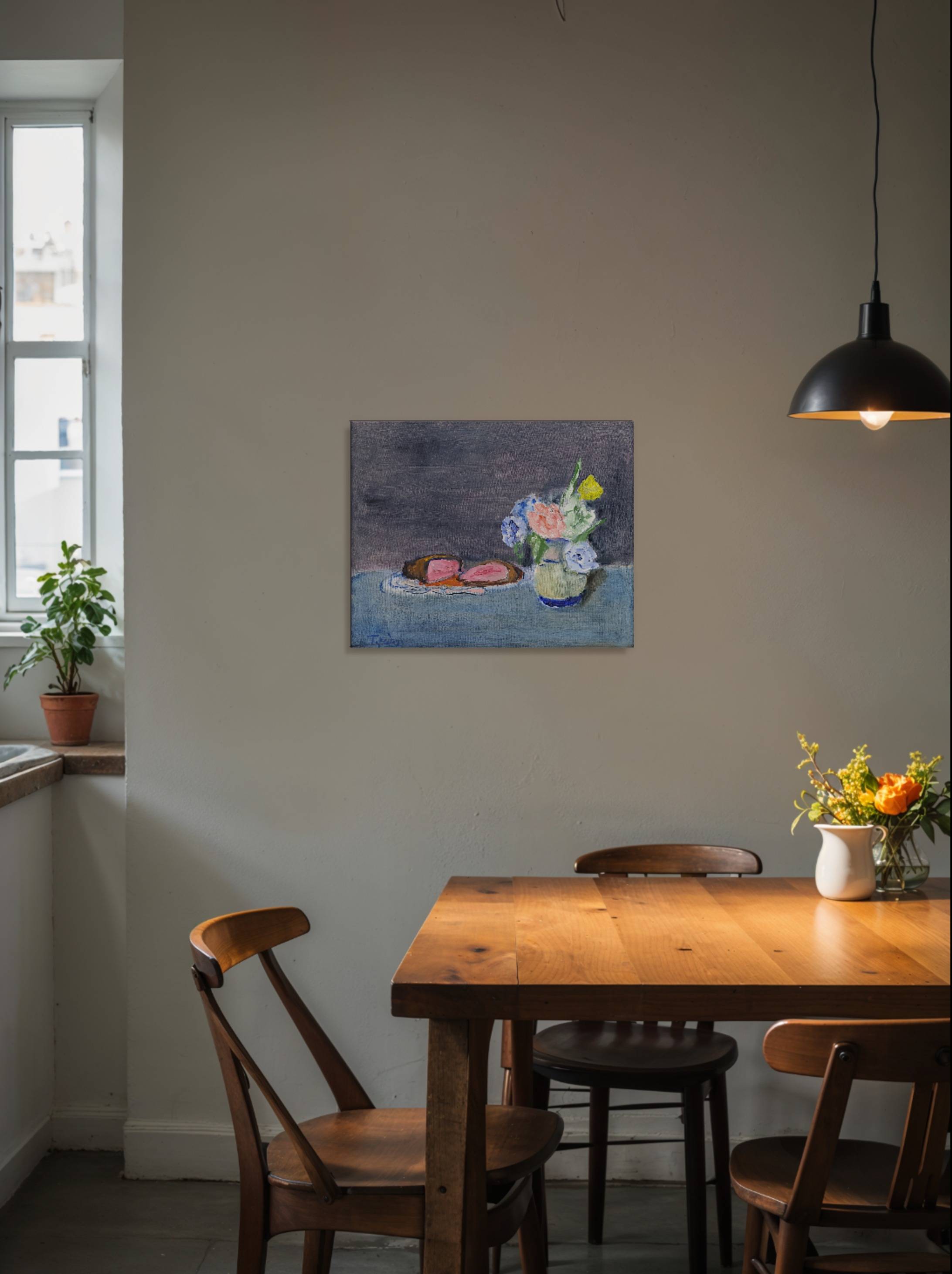 Meat and peonies Expressive and gestural Painting Oleksandr Topchyi - Subjektiv.art