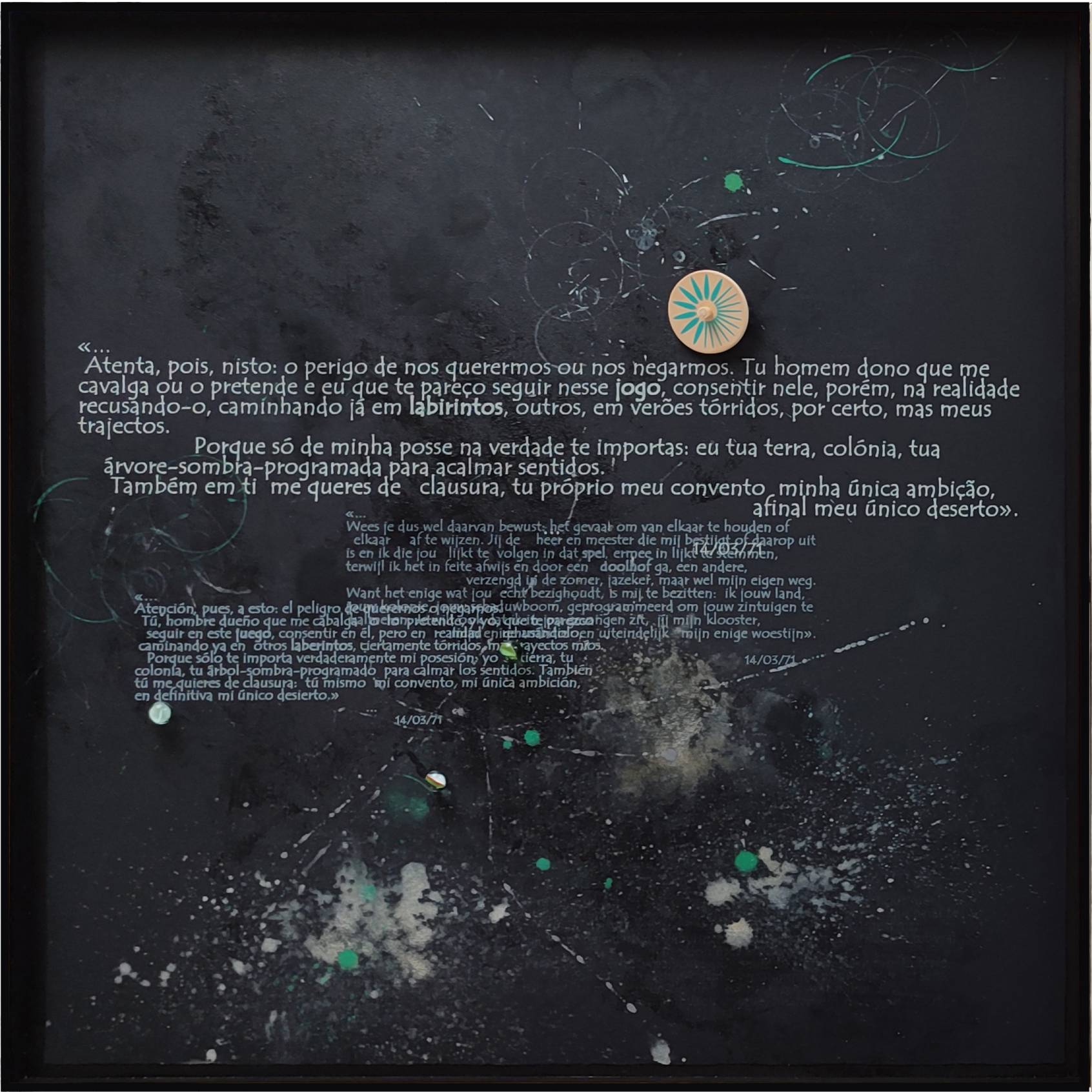 O que podem as palavras_tu homem dono | What can words do?_You, the man and master Fine Art Mixed media Saskia Moro - Subjektiv.art