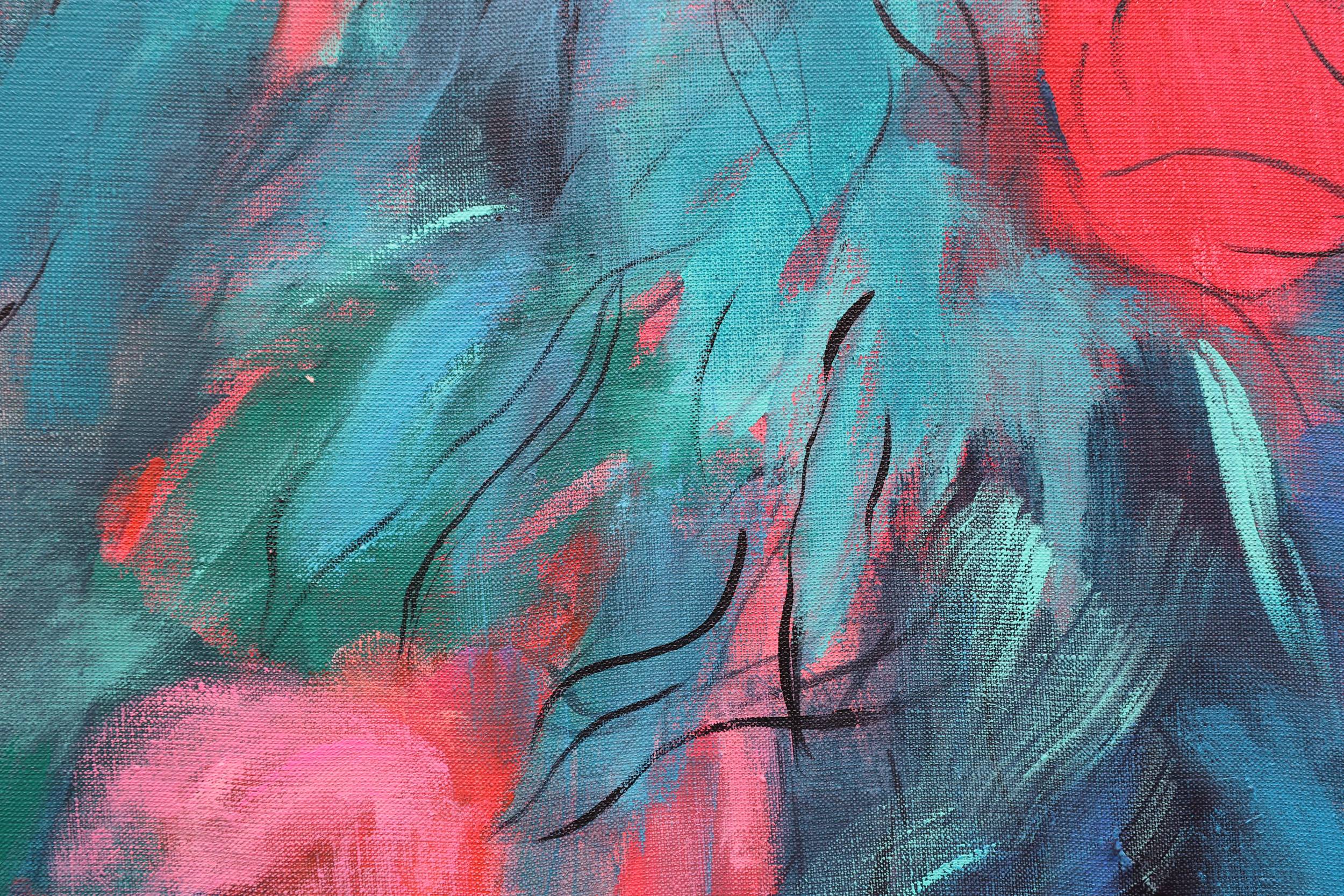 Peony bush. Sunset  Expressive and gestural Painting Artem Andreichuk - Subjektiv.art