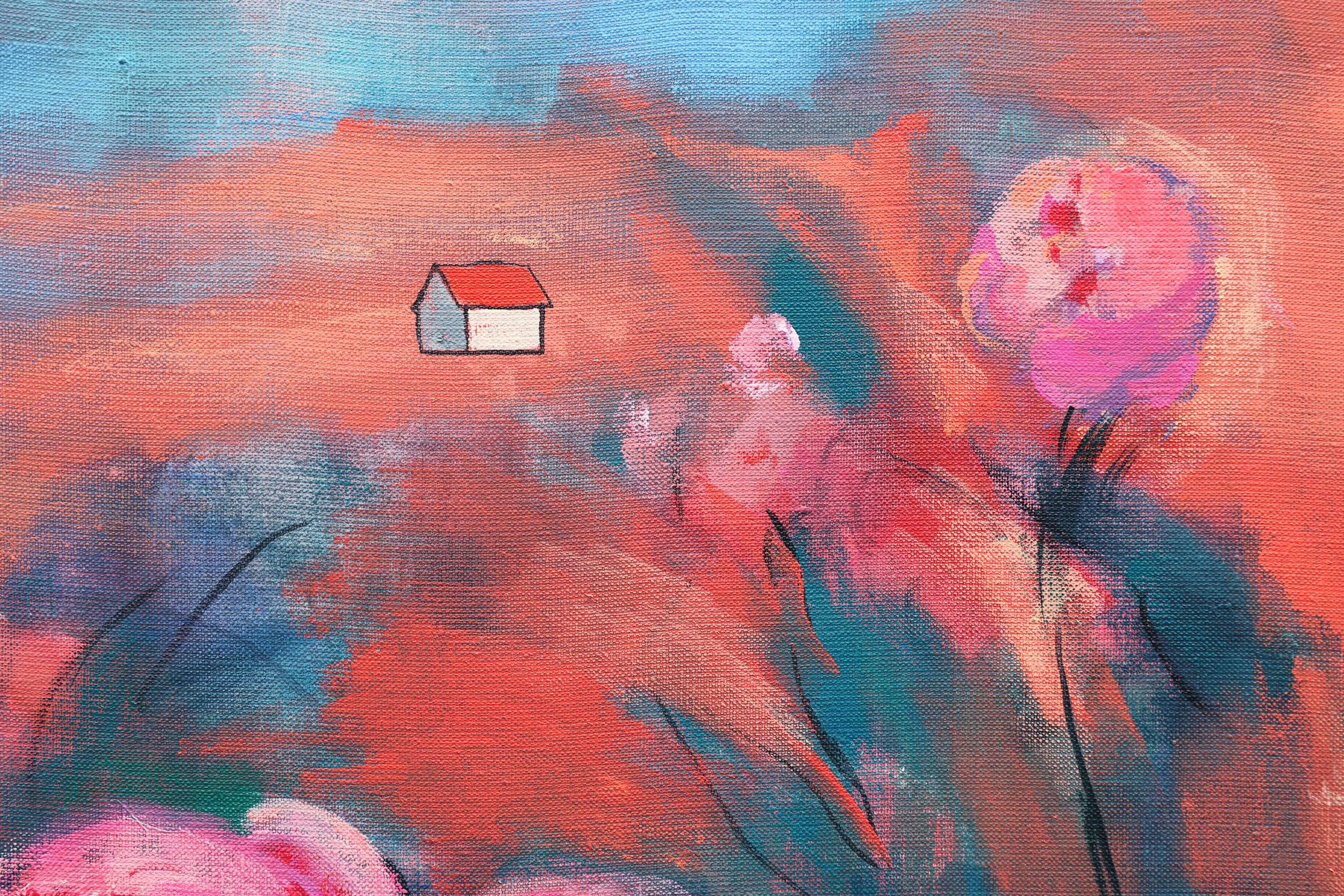 Peony bush. Sunset  Expressive and gestural Painting Artem Andreichuk - Subjektiv.art