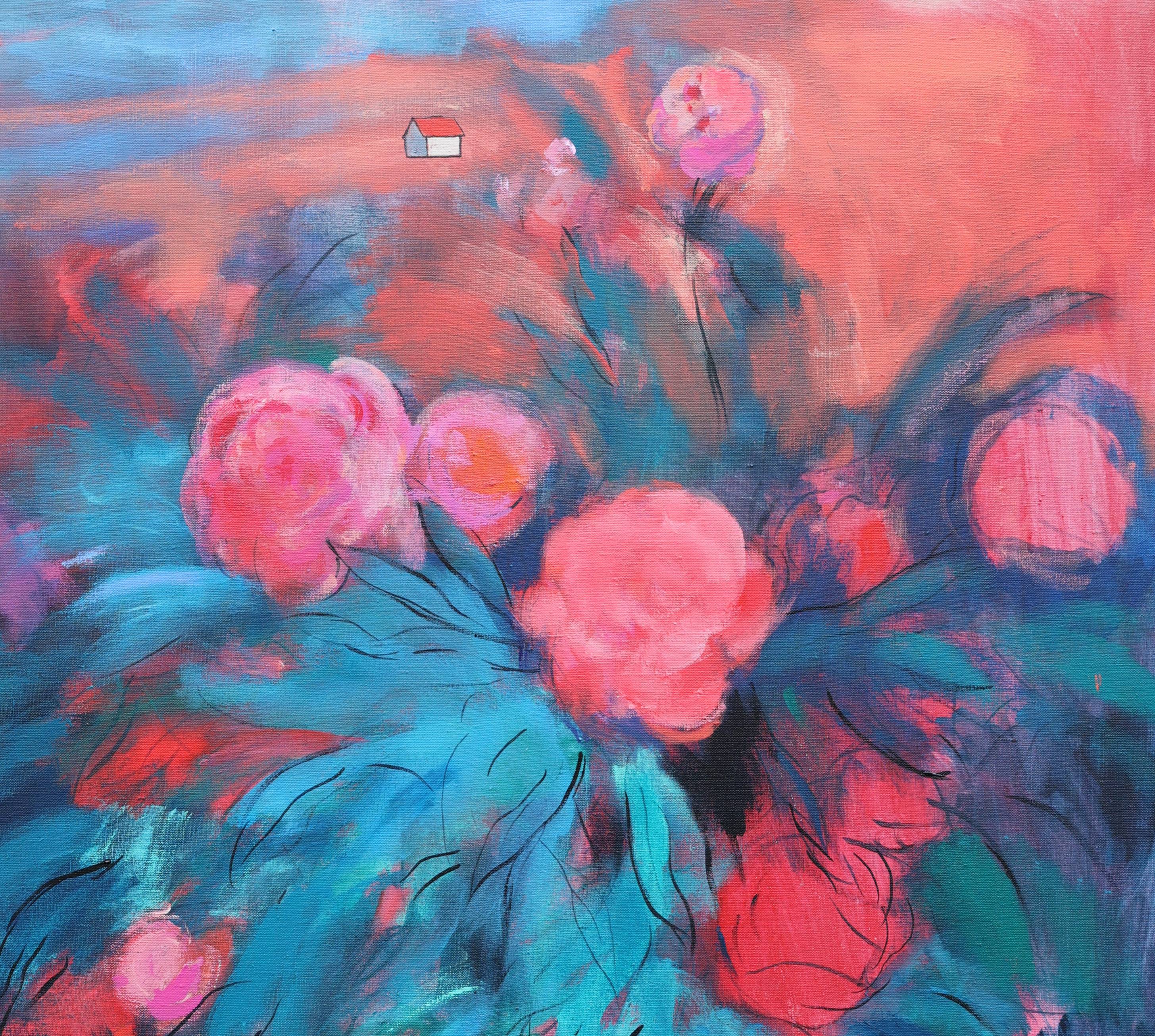 Peony bush. Sunset  Expressive and gestural Painting Artem Andreichuk - Subjektiv.art