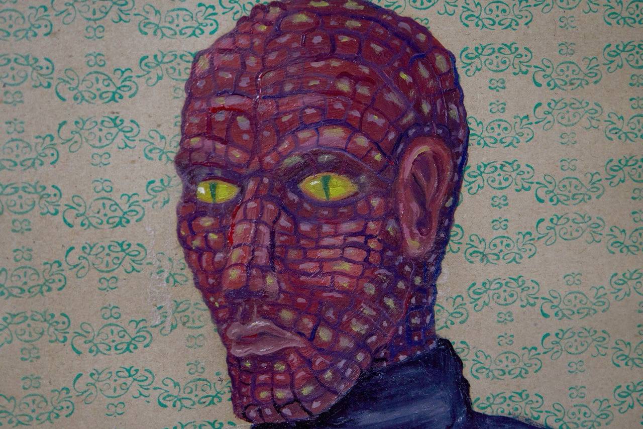 TRIBAL Series “Reptiloids of My City” Surrealistic Painting Semak Oleh - Subjektiv.art