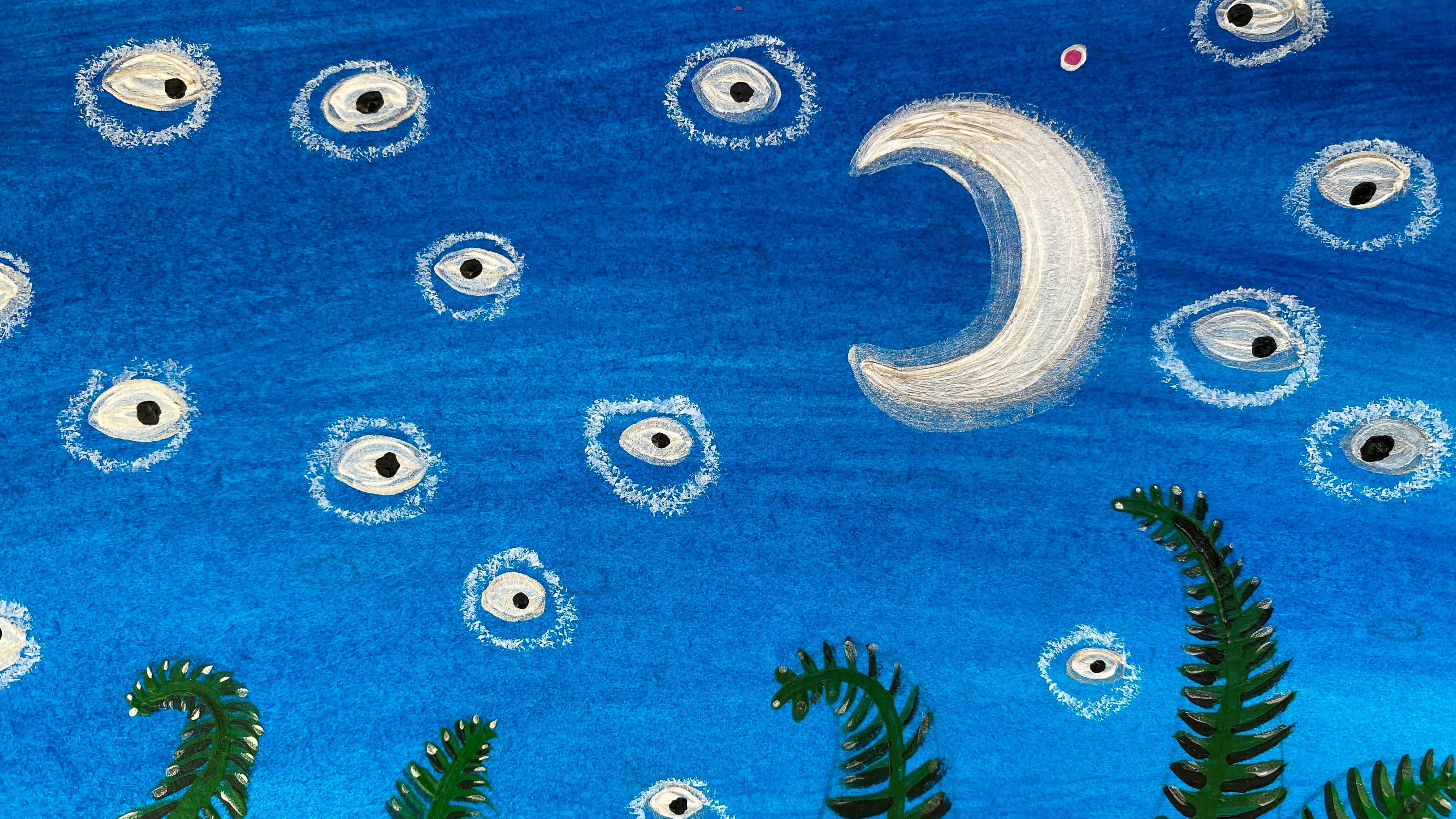 Night in Borova Naive Painting Tamara Safarova - Subjektiv.art