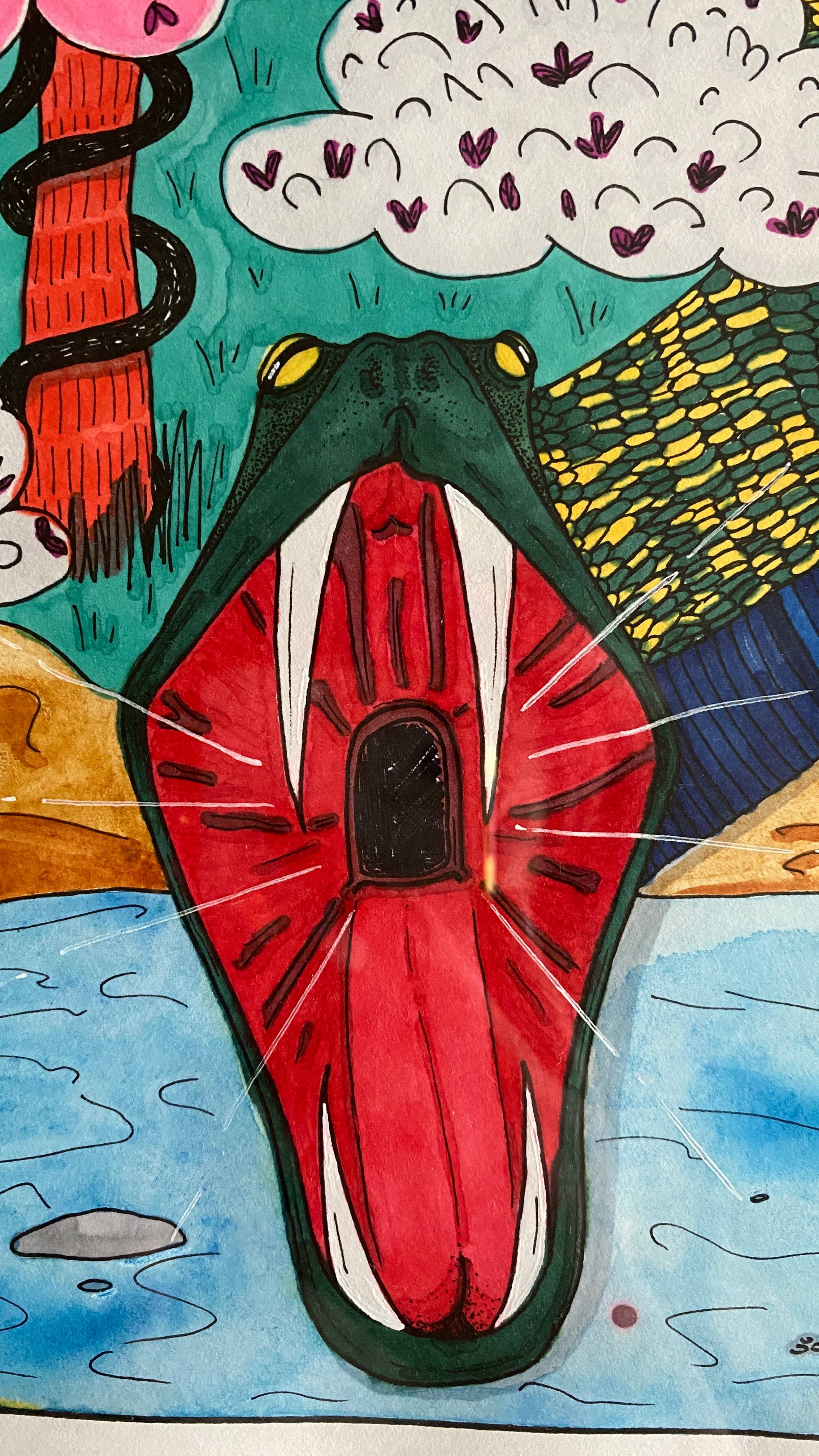 Entering the Garden of Eden Naive Drawing Tamara Safarova - Subjektiv.art