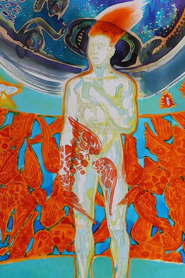 The one who hides behind the cherubim Fine Art Painting Myroslava Perevalska - Subjektiv.art