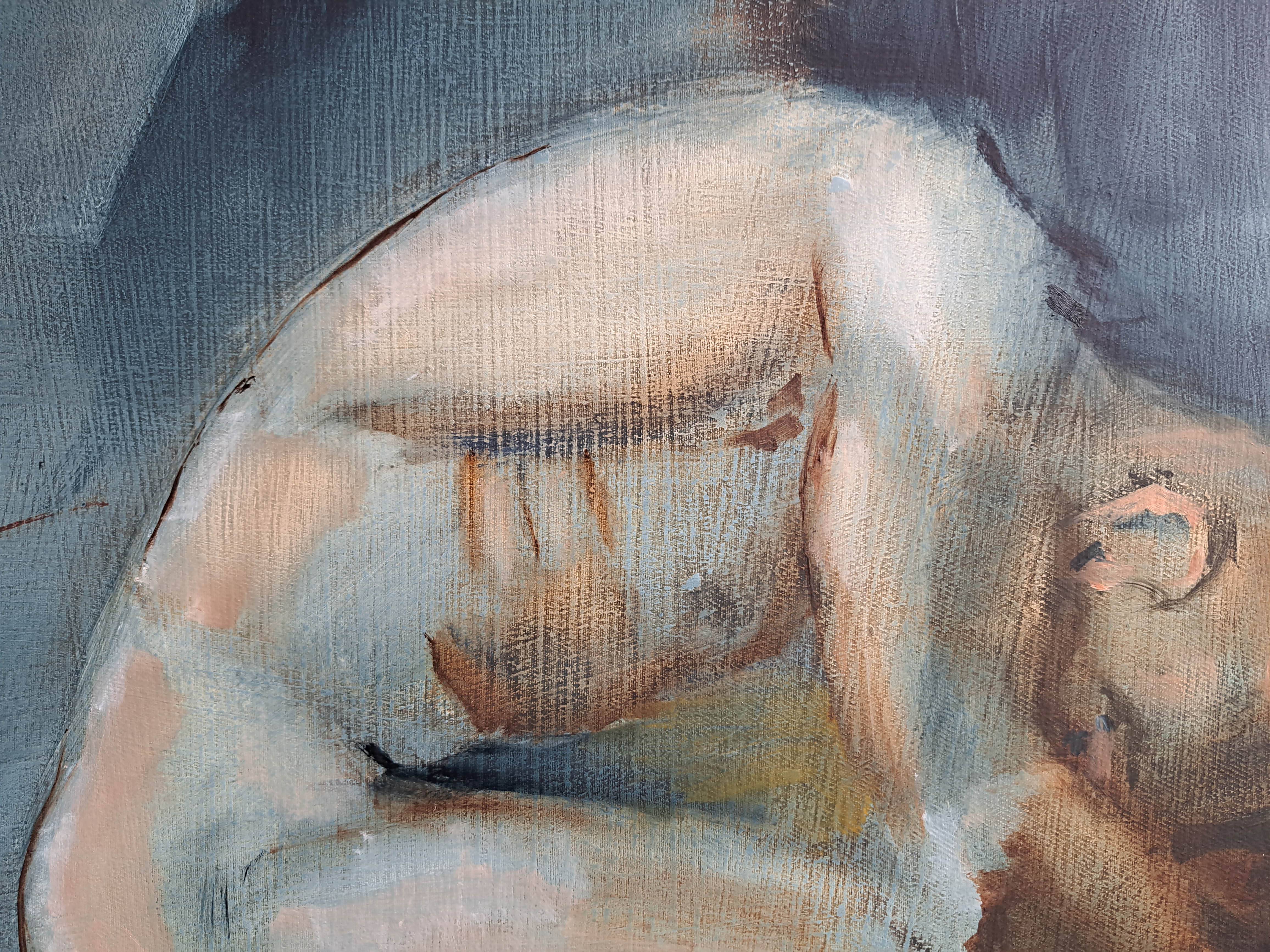 Nudeman is drunk and sleeping Expressive and gestural Painting Oleksandr Topchyi - Subjektiv.art