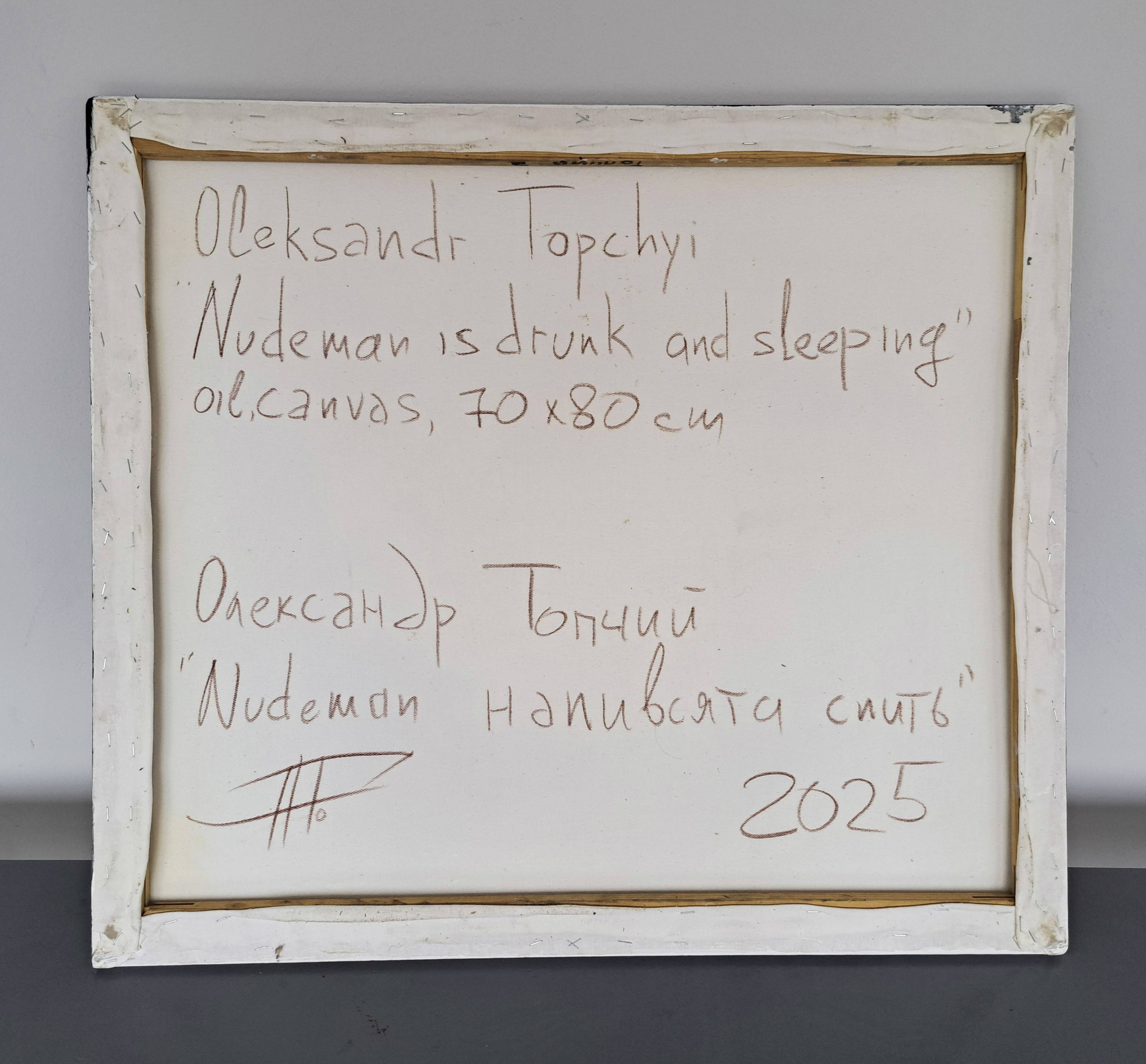 Nudeman is drunk and sleeping Expressive and gestural Painting Oleksandr Topchyi - Subjektiv.art