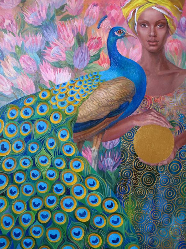 Mirror of Orisha Oshun Fine Art Painting Lana Korolievskaia - Subjektiv.art