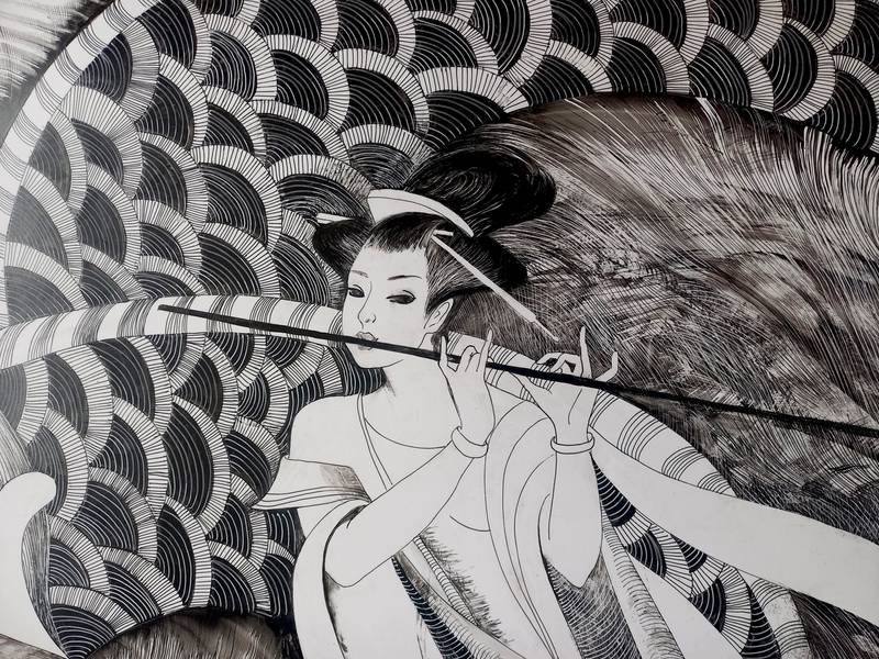 Girl and dragon Fine Art Drawing Lana Korolievskaia - Subjektiv.art