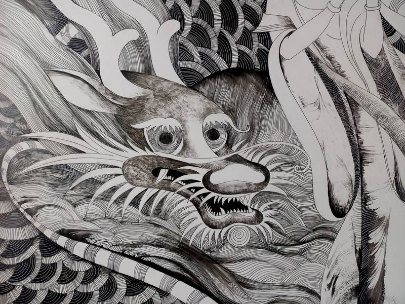 Girl and dragon Fine Art Drawing Lana Korolievskaia - Subjektiv.art