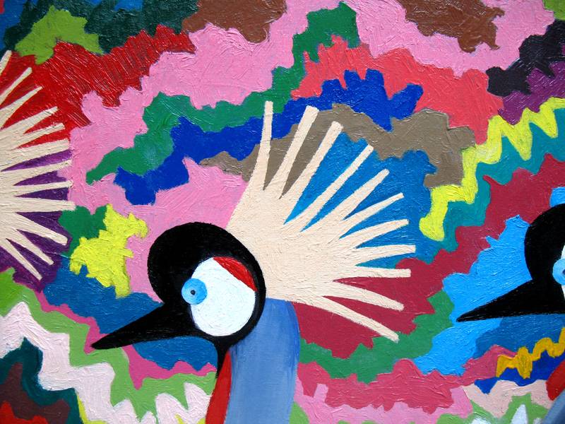 Crowned cranes Fine Art Painting Lana Korolievskaia - Subjektiv.art