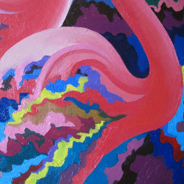 Flamingo Abstract Painting Lana Korolievskaia - Subjektiv.art