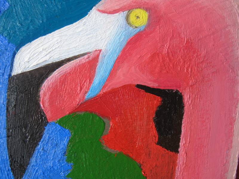 Flamingo Abstract Painting Lana Korolievskaia - Subjektiv.art